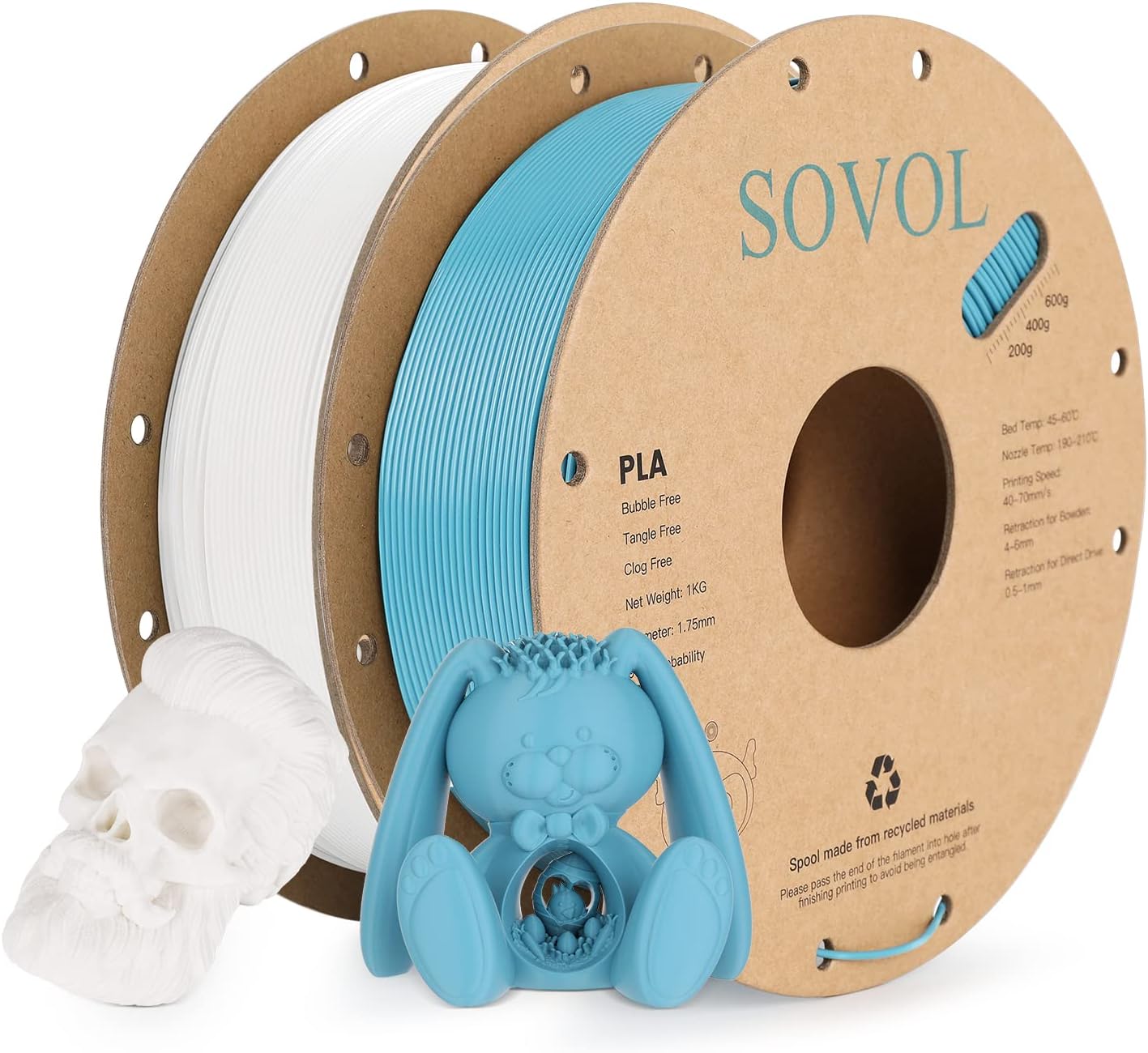 Sovol Filamento PLA para impresora 3D, materiales de impresión de carrete de 4.4 lbs (4.4 libras), estanqueidad del cableado, precisión dimensional