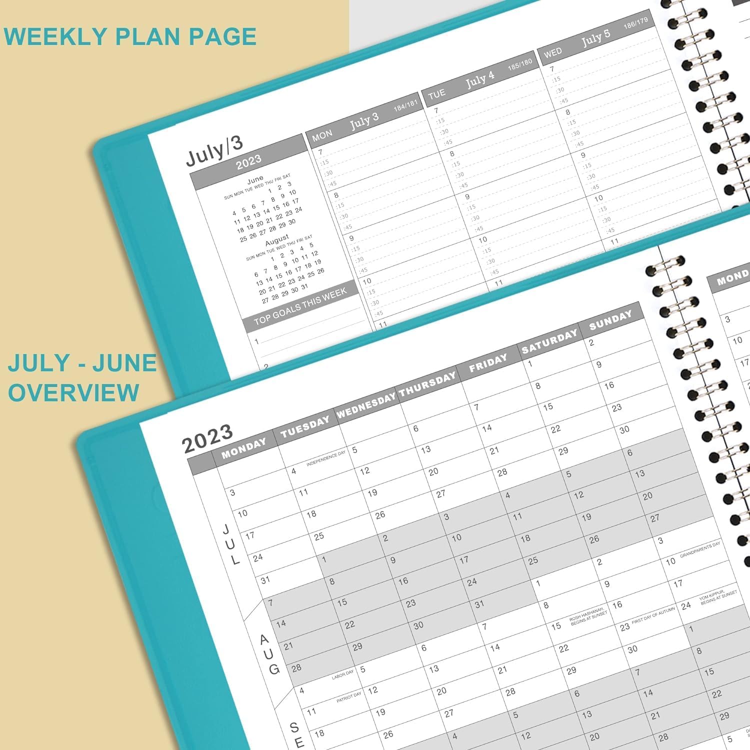 Agenda semanal de citas 2023-2024, planificador diario de 53 semanas, julio 2023-junio 2024, organizador planificador de 8 x 10 pulgadas 2023-2024,
