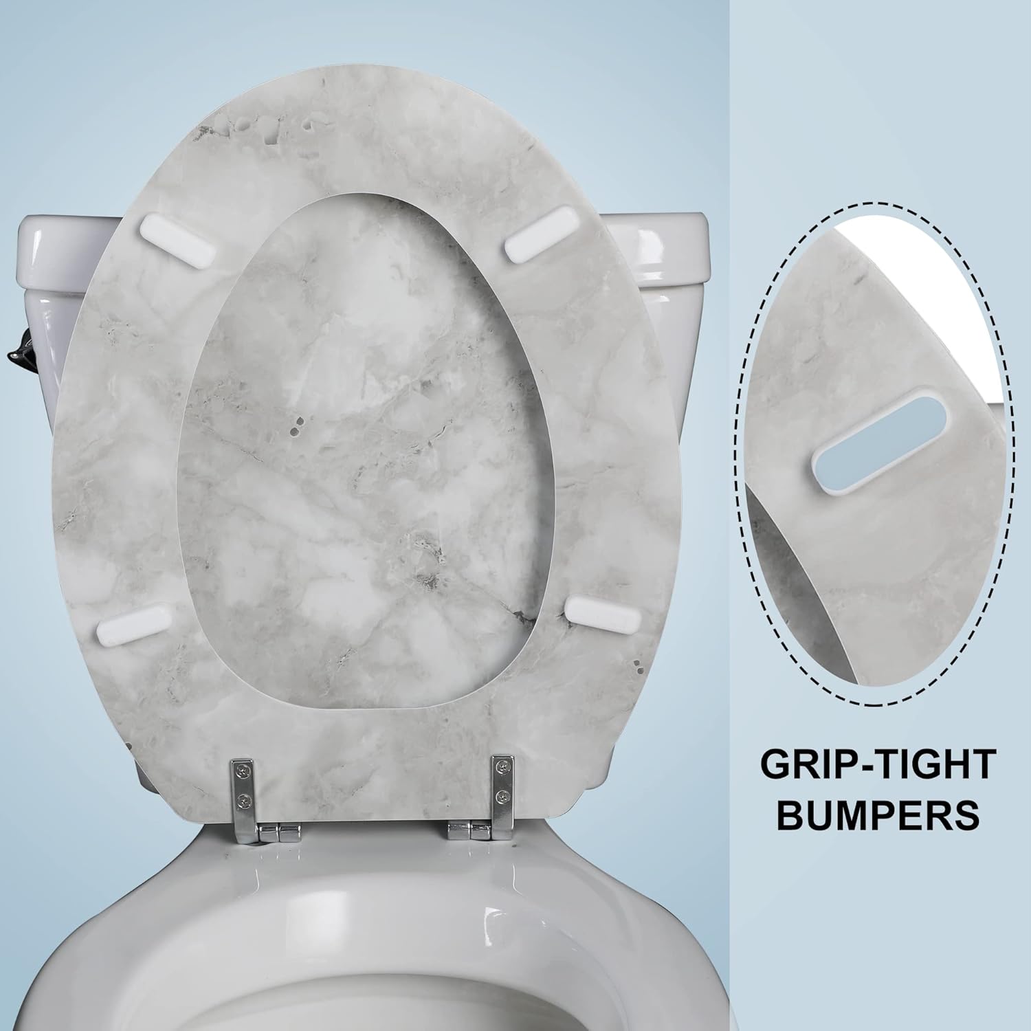 Angol Shiold – Asiento de inodoro alargado de madera natural con bisagras de aleación de zinc, fácil de instalar, también fácil de limpiar, asiento