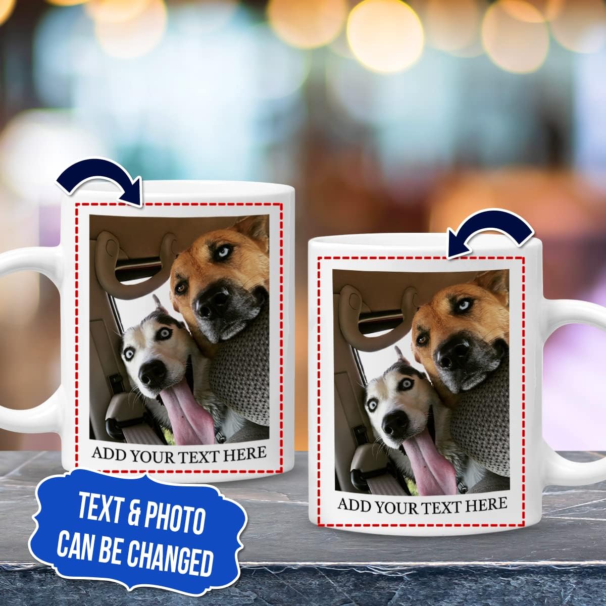 Taza personalizada con imágenes de mascotas, texto, foto, personalizada, 11 onzas, 15 onzas, taza de viaje, regalos para familiares, parejas,