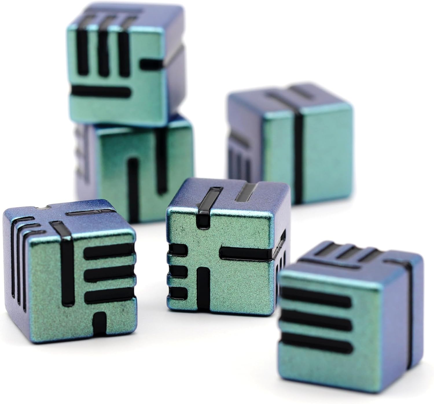 Dados de metal D6, juego de dados DND de 0.63 pulgadas D6, ZHOORQI 6 unidadesjuego de dados tecnológicos rediseñados para dados de Calabozos y