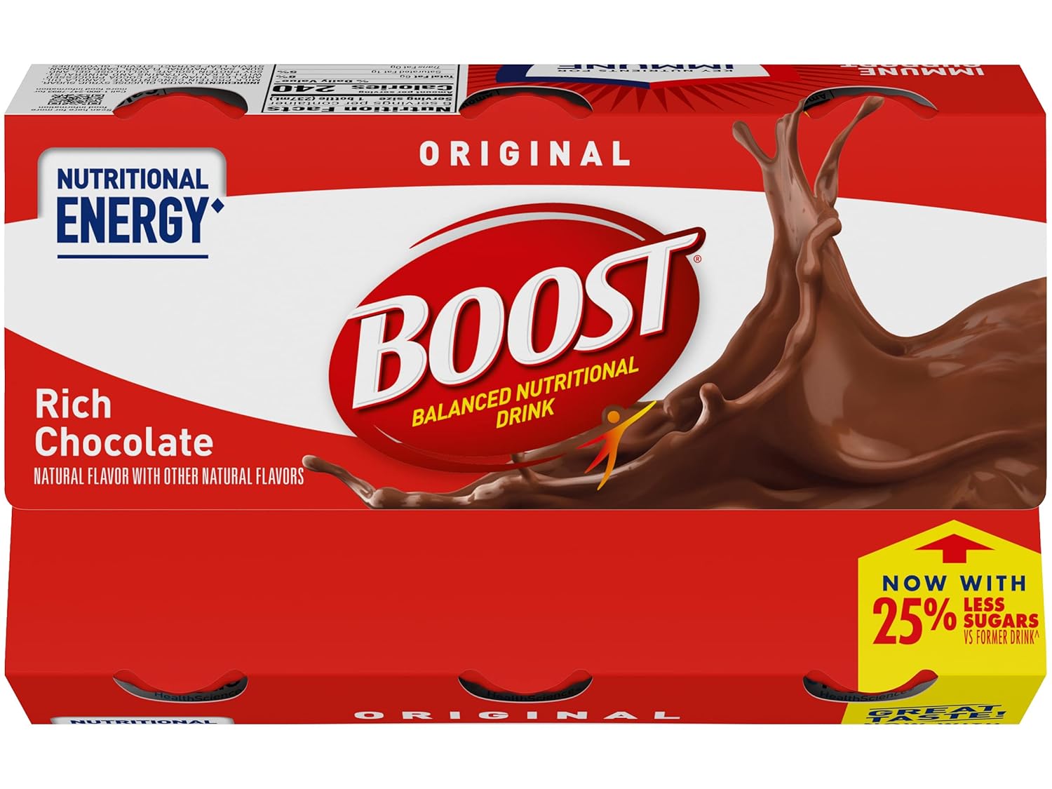 Boost Bebida nutricional completa original (8 onzas líquidas (paquete de 2), chocolate)