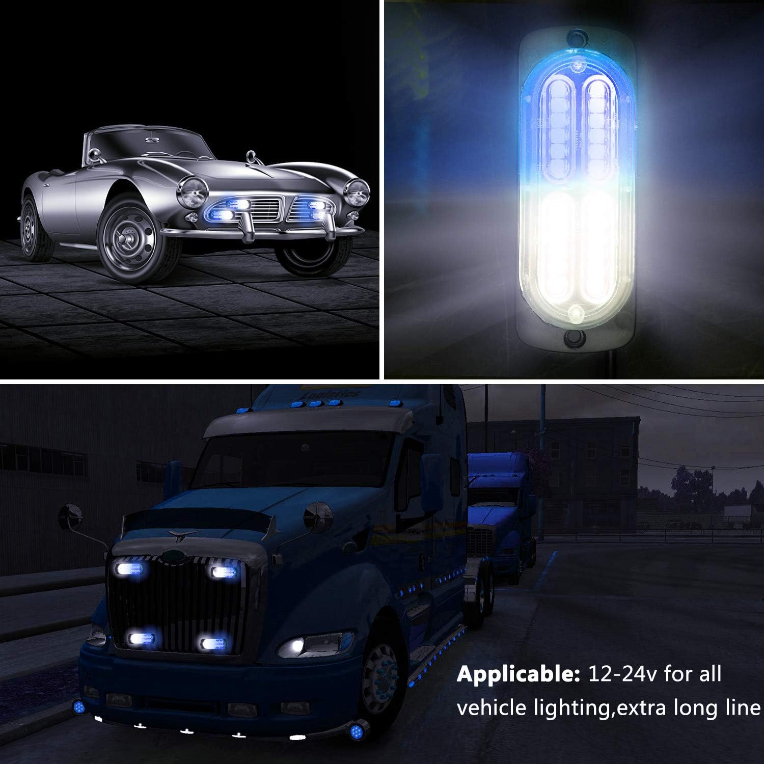Luces LED de advertencia, 4 piezas de advertencia de emergencia, construcción de peligro de advertencia de emergencia, función de sincronización