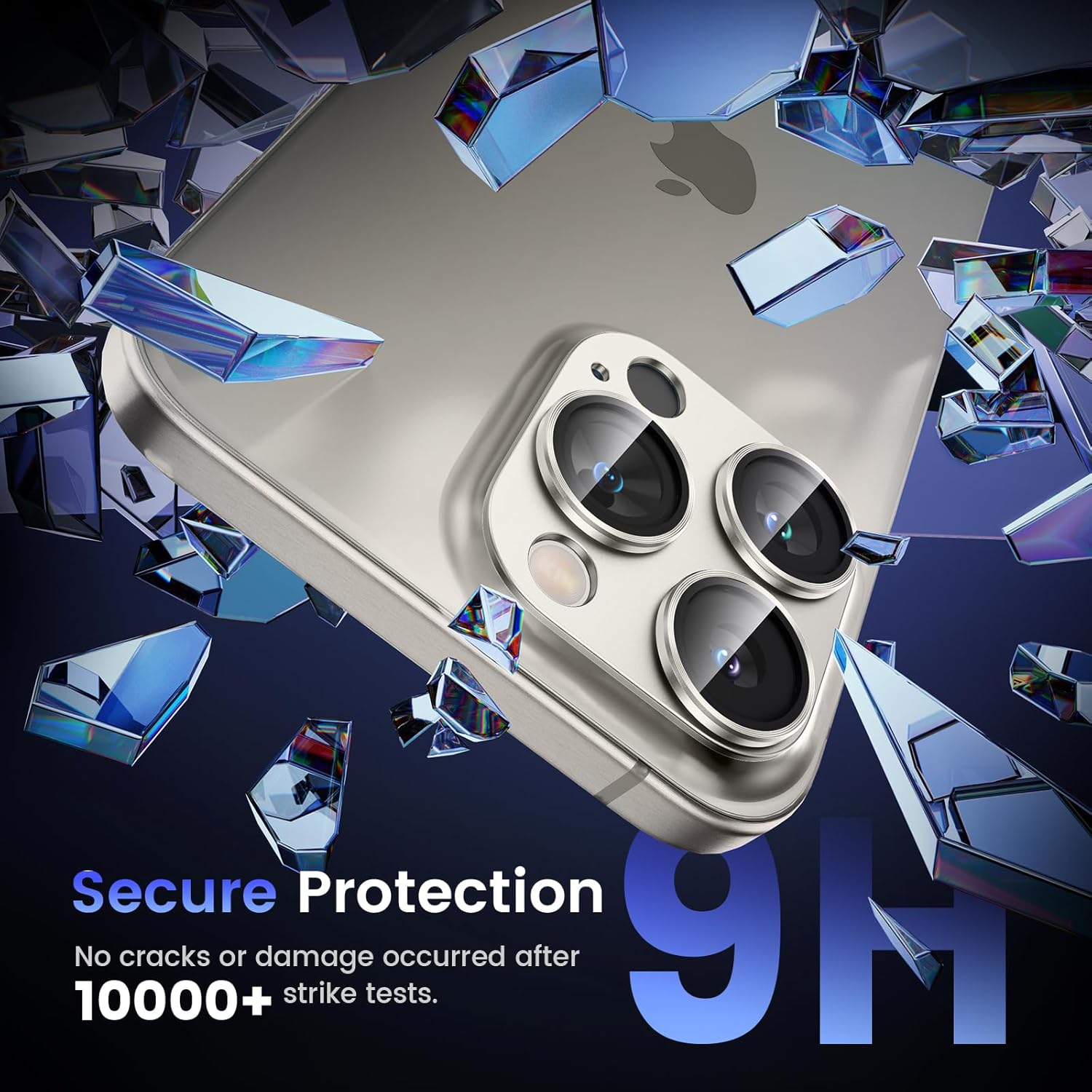 Tensea Protector de lente de cámara para iPhone 15 ProiPhone 15 Pro Max, cubierta de vidrio templado de aleación de aluminio de metal, accesorios