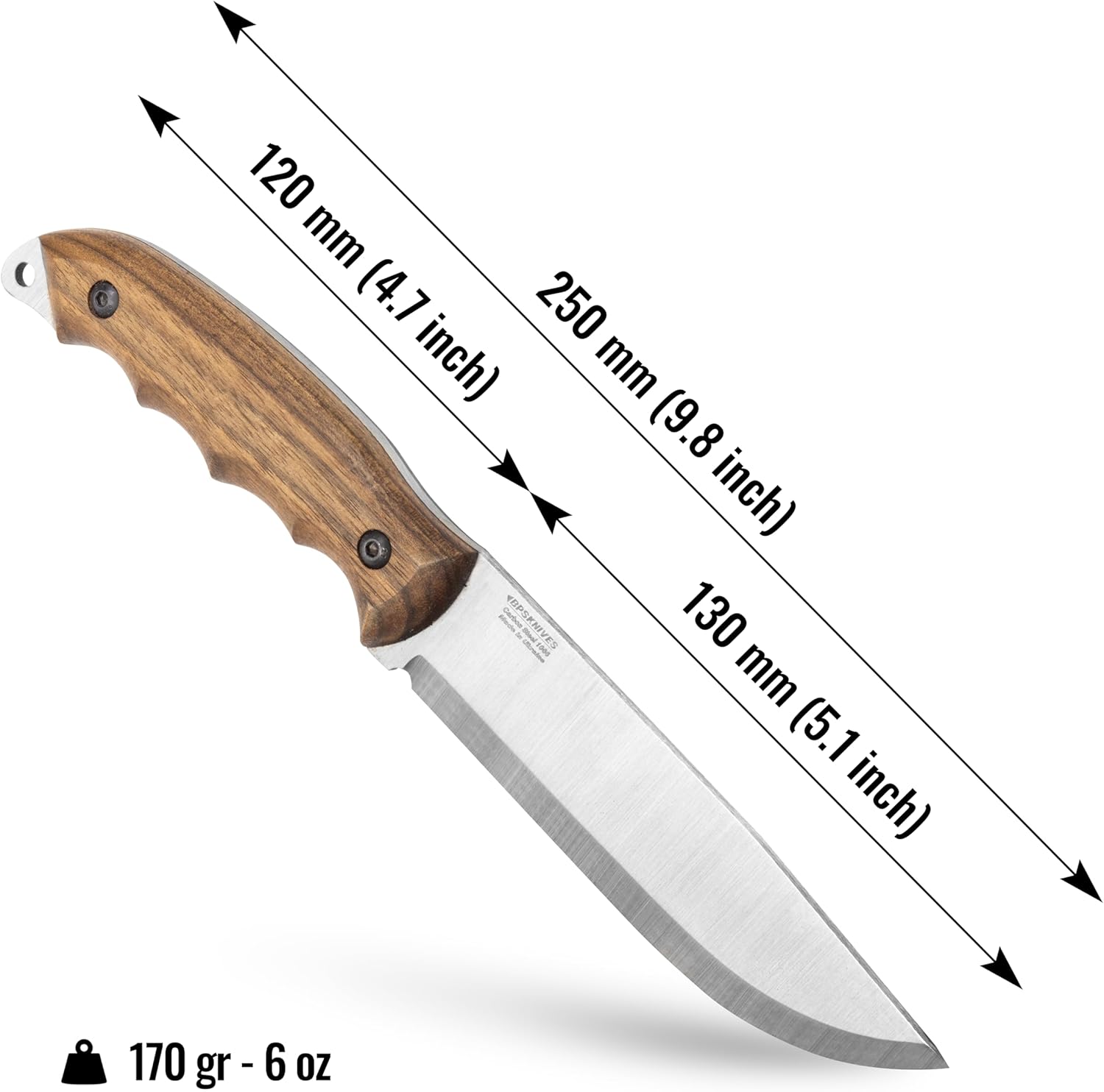 BPS Knives HK5 CSH – Cuchillo de espiga completa con funda de cuero, cuchillo táctico de supervivencia, cuchillos de campamento, cuchillo de acero