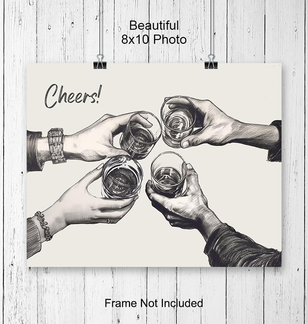 Bar Decor – Cocktail Party Decorations – Kitchen Wall Art – Posters for Men – Man cave Wall Decor – Cafe Wall Art & Decor – Cheers Sign – Dining