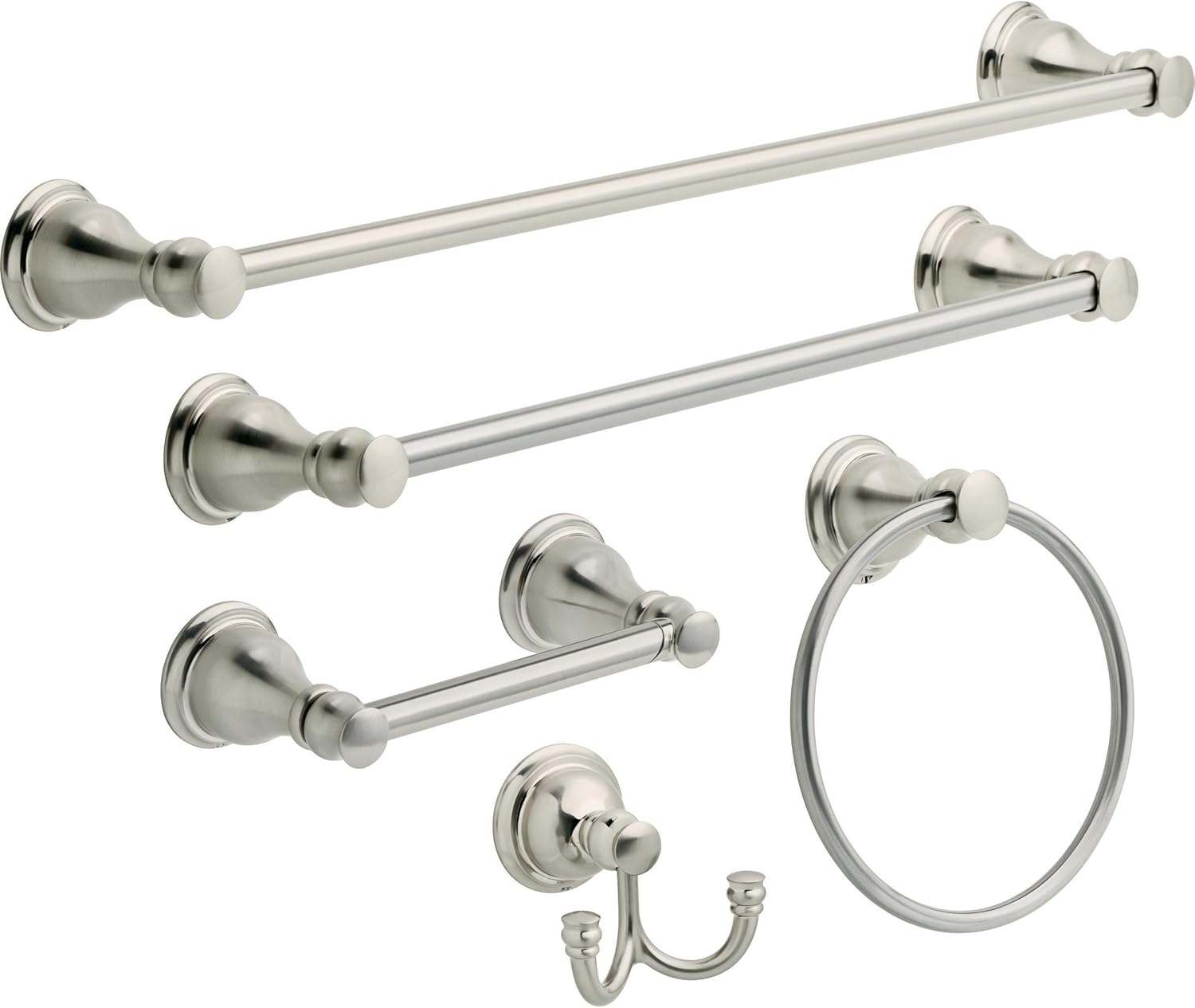 DELTA FAUCET Rubber Limited AUB24-SN Aubrey – Toallero de pared de 24 pulgadas, accesorios de baño en níquel cepillado