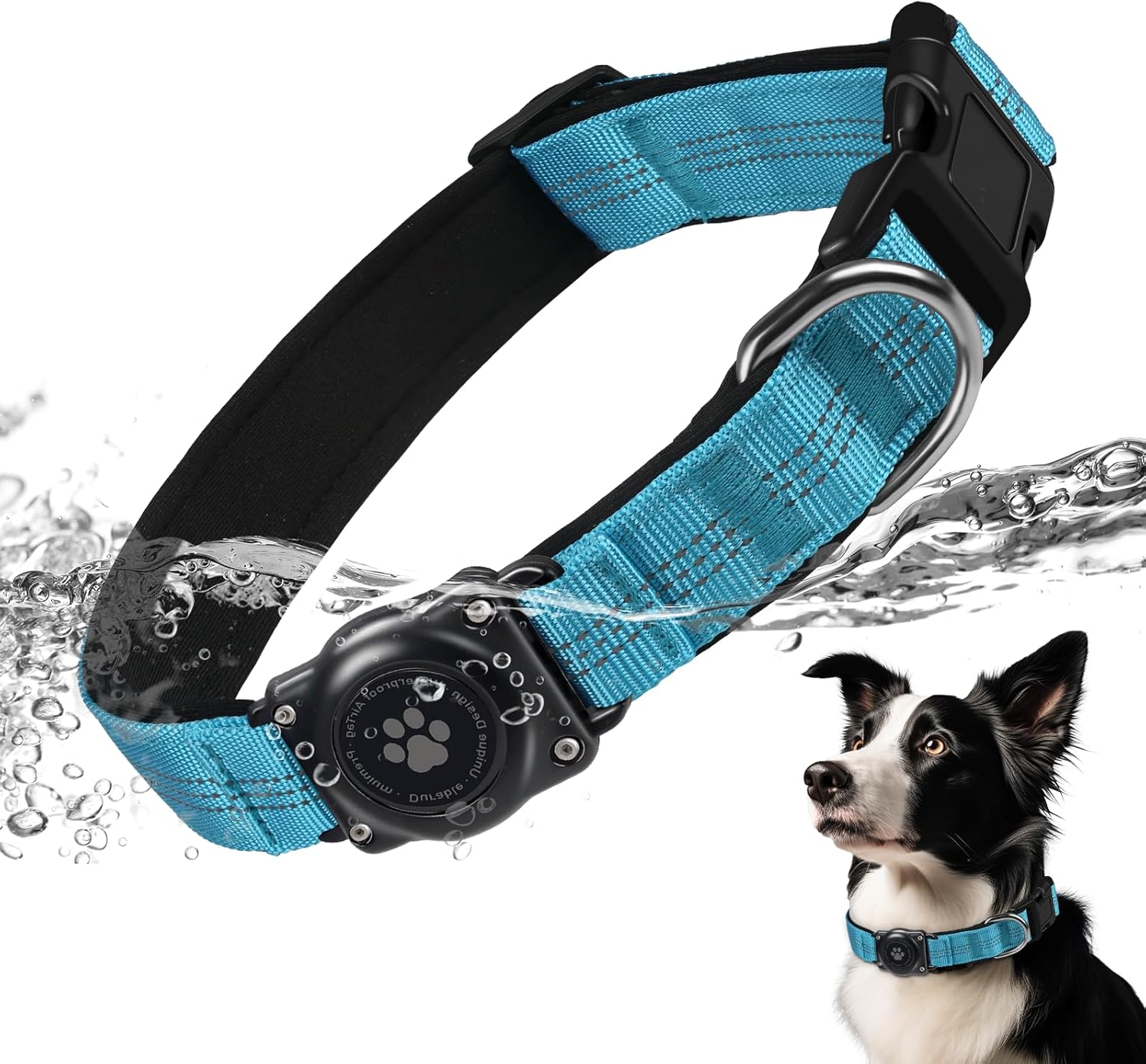 AirTag – Collar de perro, resistente al agua IP68, soporte para collar de perro, reflectante, ultra duradero, cómodo acolchado, collares de perro