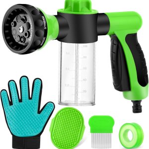Pulverizador de lavado para perros, accesorio de manguera de lavado de perros, 8 patrones de rociado, chorro de chorro para mascotas, con guantes de Pulverizador de lavado para perros, accesorio de manguera de lavado de perros, 8 patrones de rociado, chorro de chorro para mascotas, con guantes de