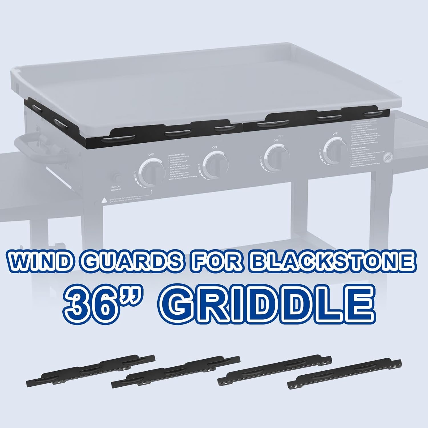 Blackstone Wind Guard YFbrite Stronger Magnético de 36 pulgadas, accesorios de parrilla Blackstone compatibles con taza de grasa trasera, capucha y