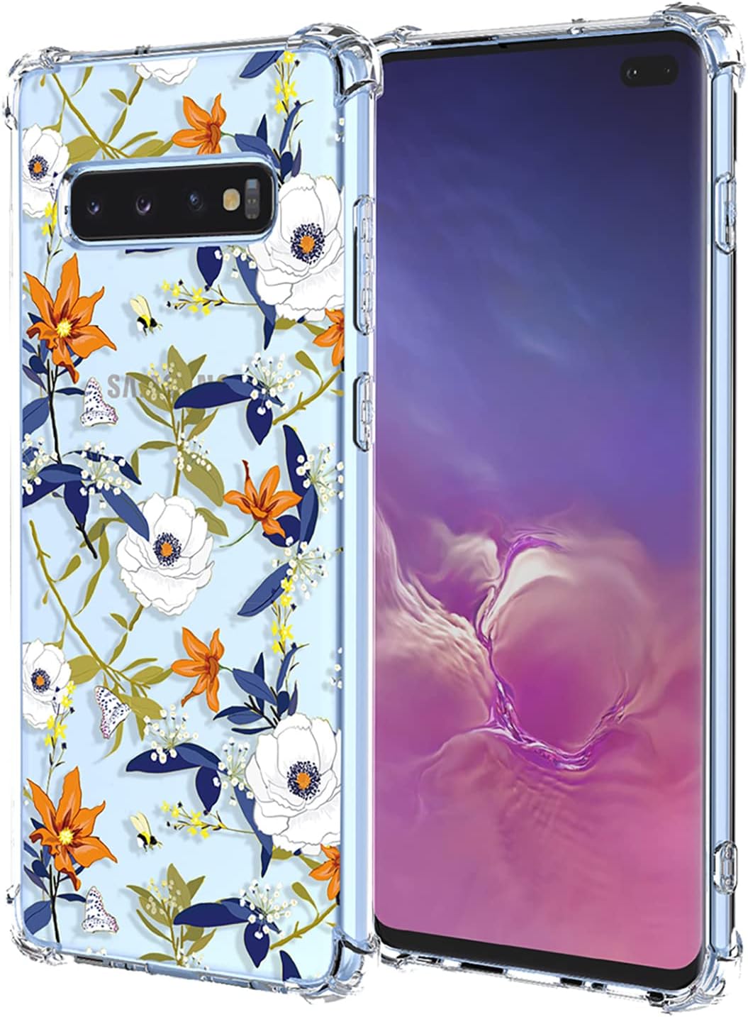 Funda para Galaxy S10 Samsung S10, diseño floral transparente, suave TPU a prueba de golpes, antiarañazos, funda protectora para Samsung Galaxy S10
