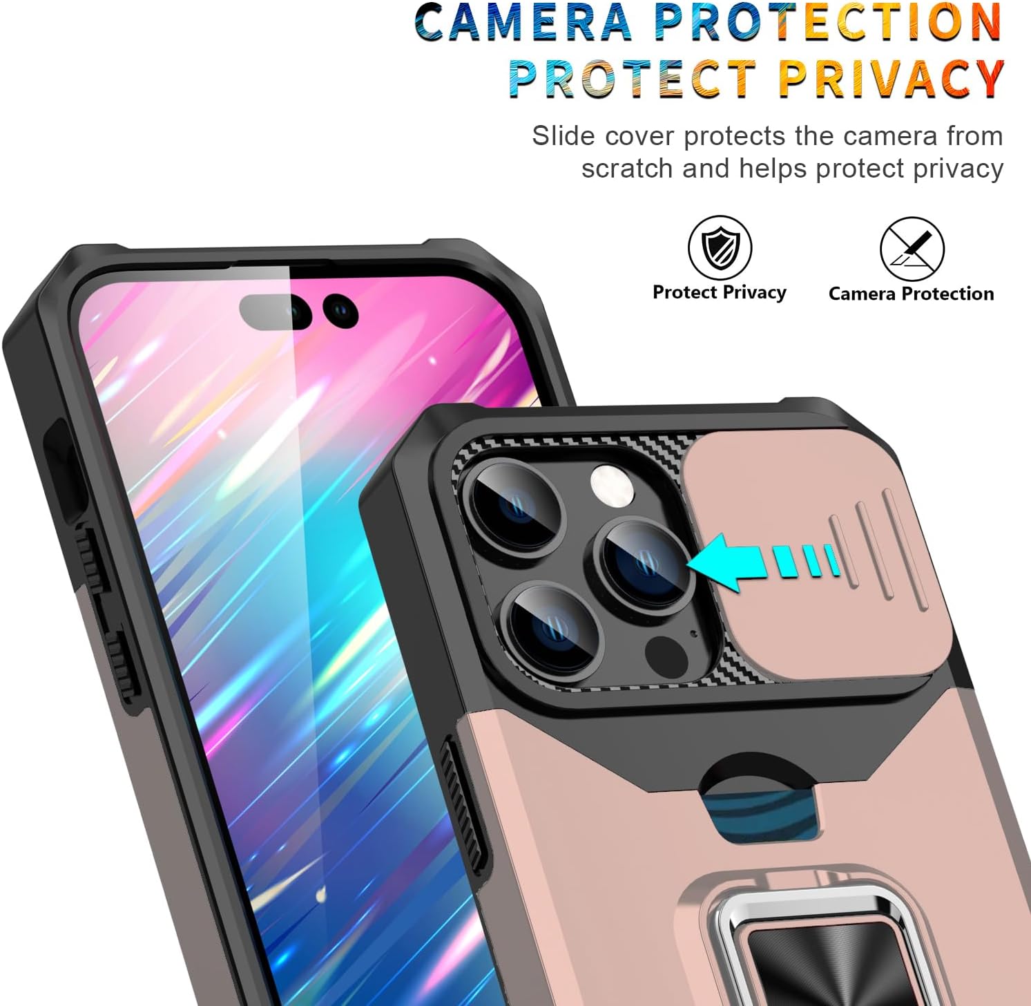 Asuwish Funda compatible con iPhone 15 Pro Max de 6.7 pulgadas y protector de pantalla de vidrio templado, tarjetero y anillo para teléfono celular