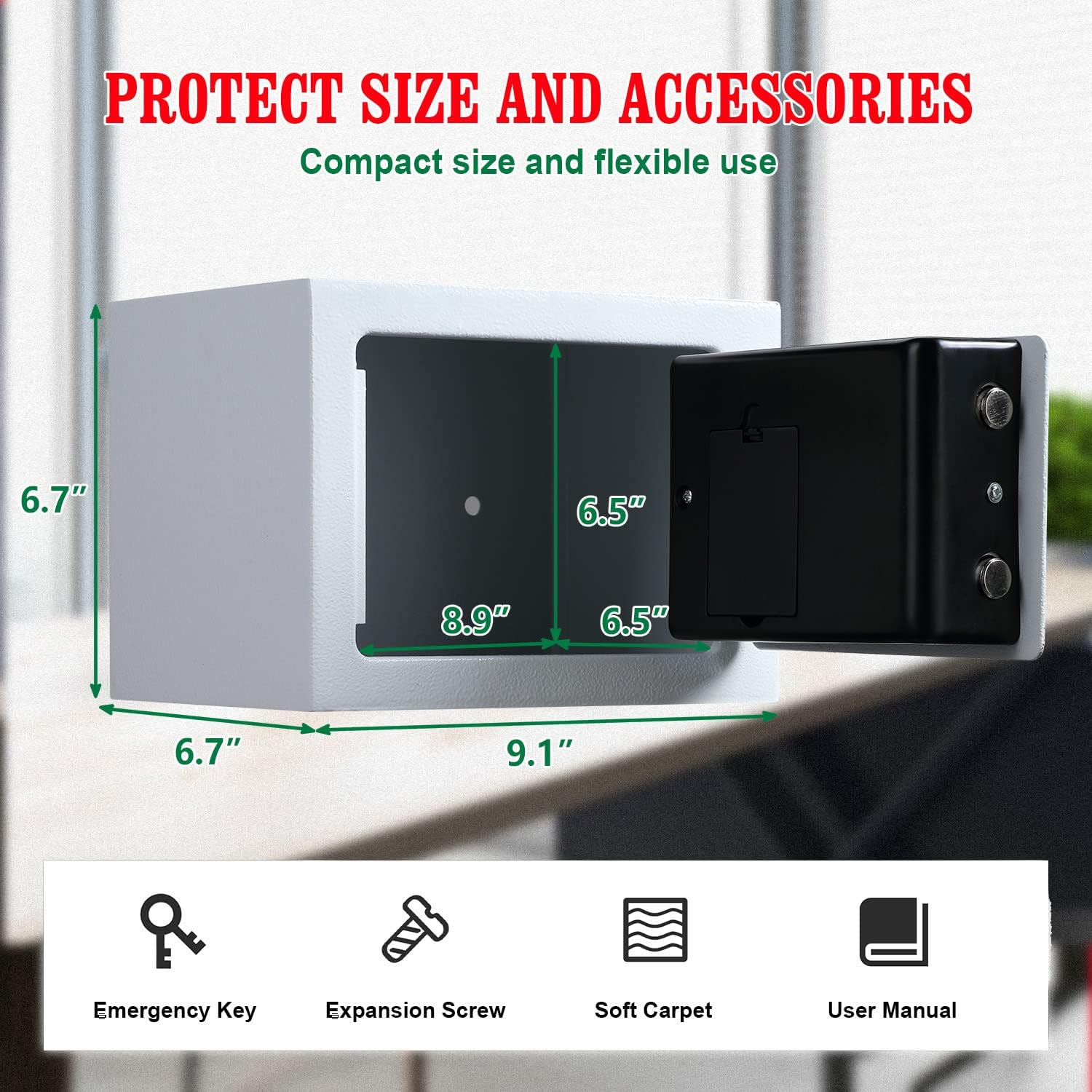 RETLLAS Caja de seguridad blanca de 0.23 pies cúbicos electrónica digital mini gabinete cajas fuertes de acero de aleación sólida para oficina,