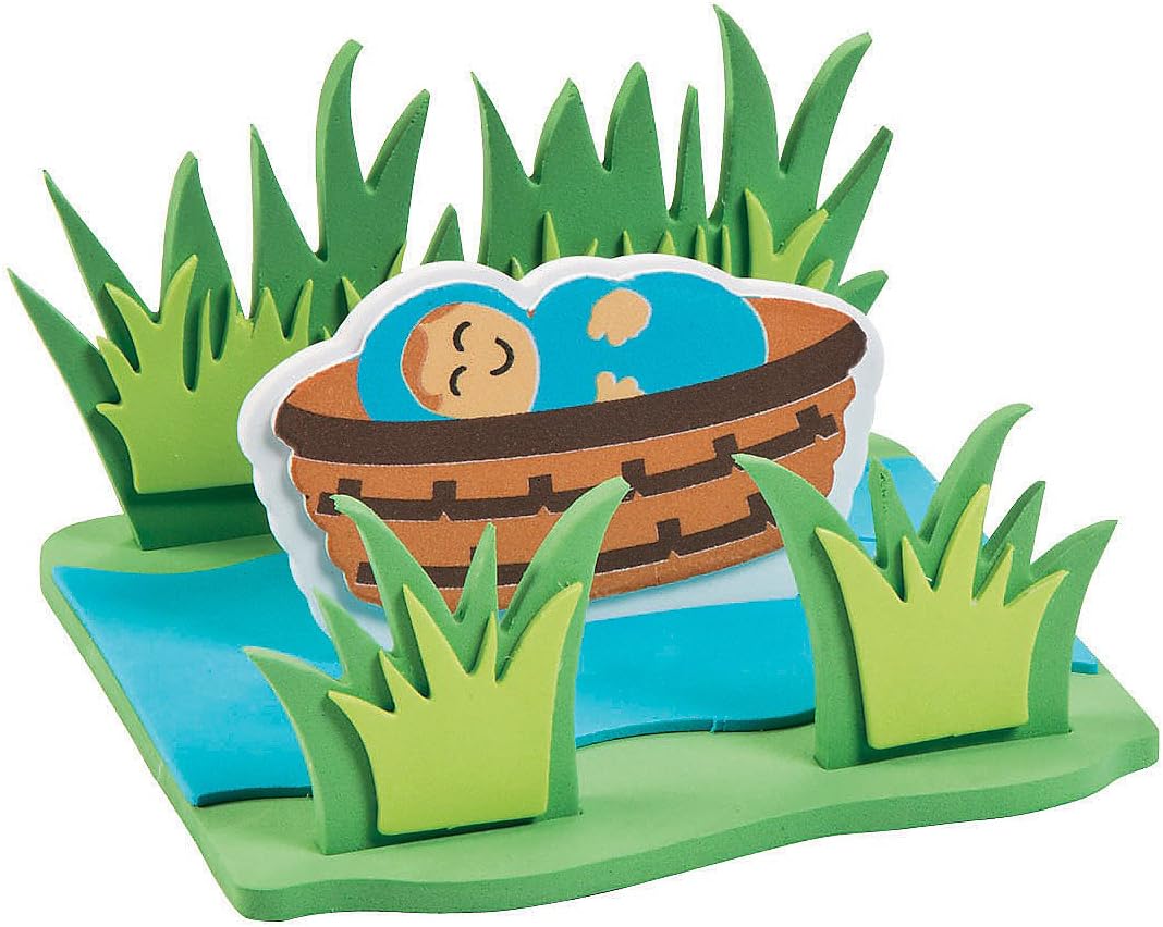 Fun Express Baby Moses – Kit de manualidades flotantes, hace 12 manualidades religiosas para niños y actividades de escuela dominical