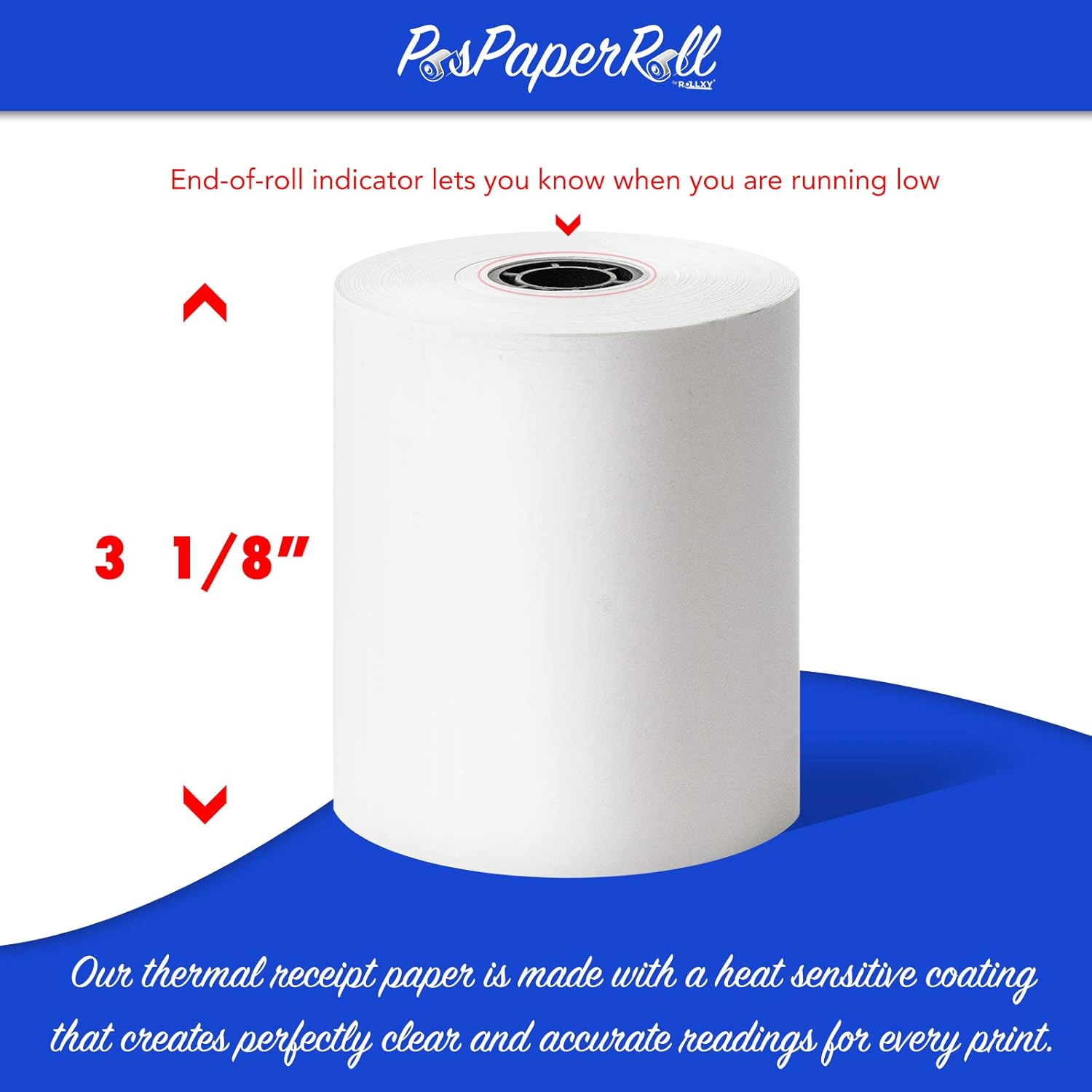 (75 rollos  55 GSM) ROLLXY – Rollos de recibos de papel térmico de 3 18 x 230 pulgadas, se adaptan a todas las impresoras POS de caja registradora,