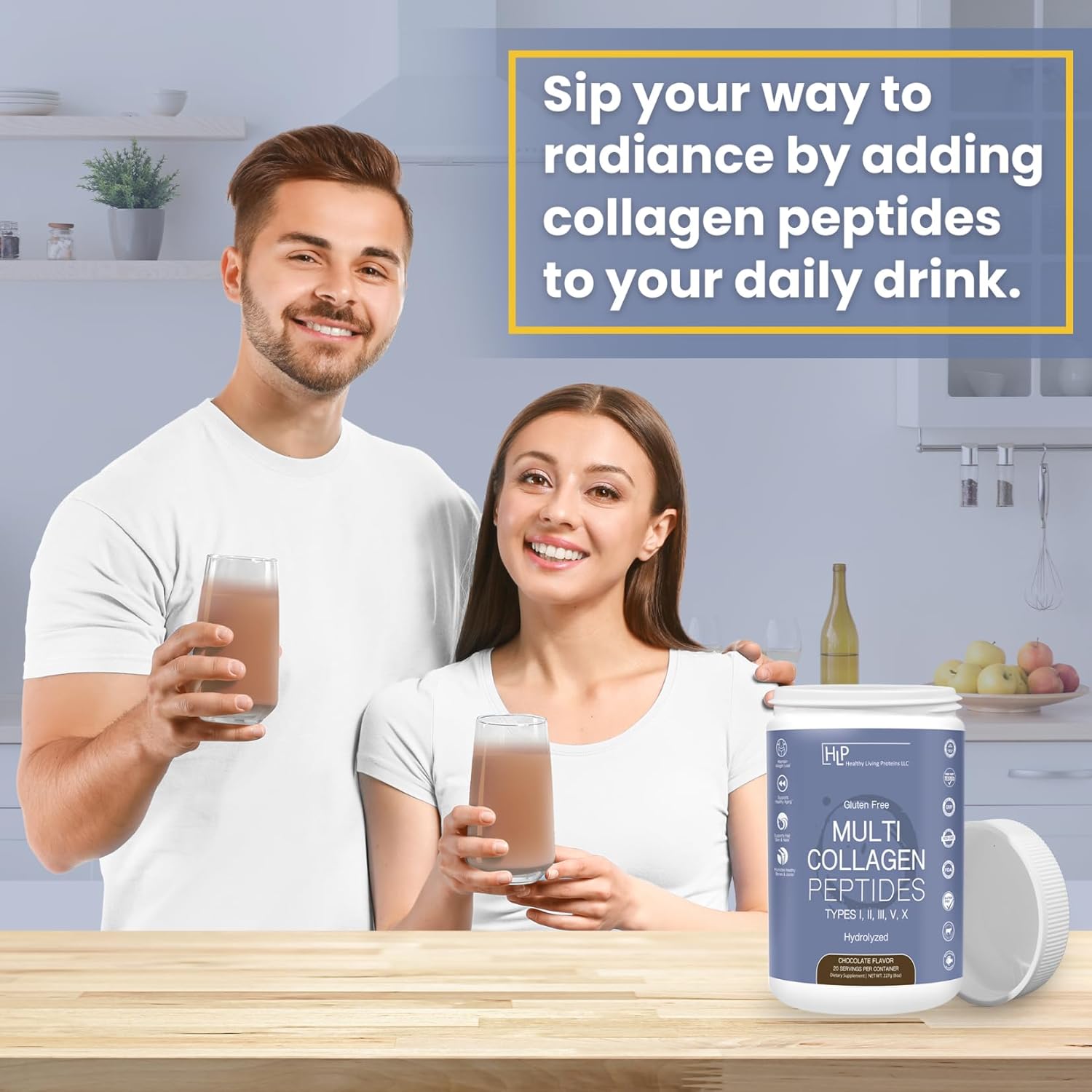 Healthy Living Proteins  Péptidos de colágeno multihidrolizados tipo I, II, III, V y X  Bovino alimentado con pasto, marino capturado en la