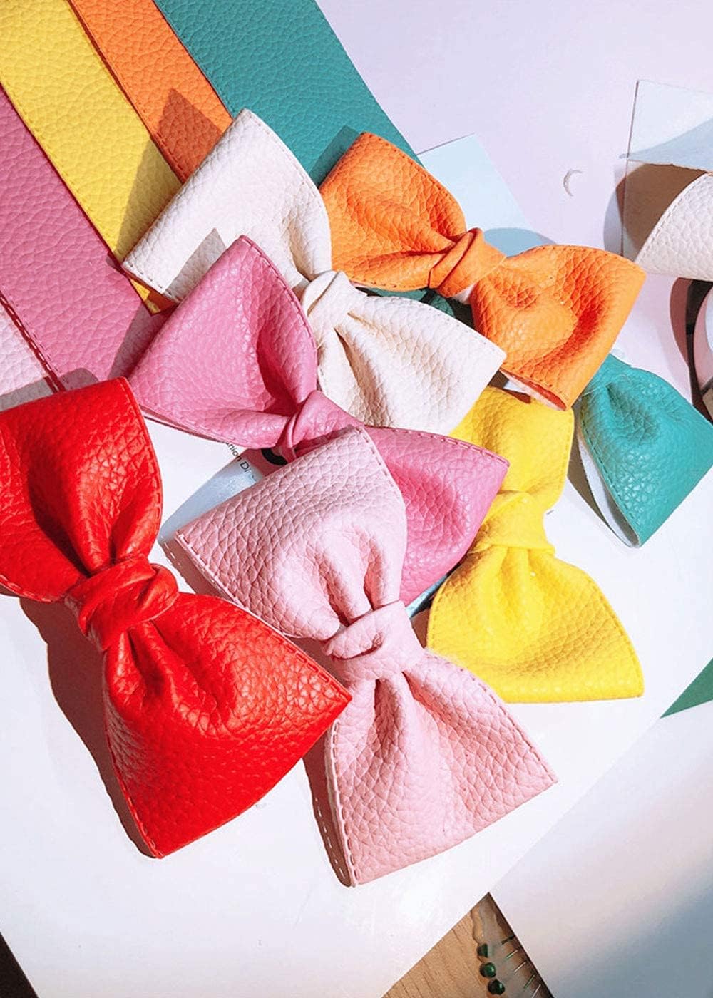 Hojas de piel sintética de color liso, tela de cuero con textura de lichi, perfectas para manualidades, proyectos hechos a mano, lazos para el