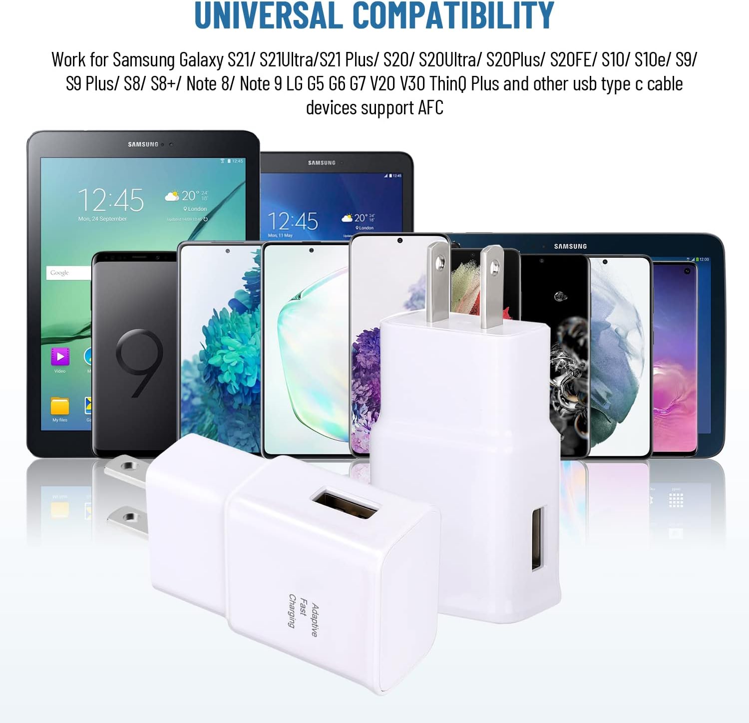 Kit de cargador rápido tipo C con cable USB tipo C de 5 pies para Samsung Galaxy S8S9S10S10 PlusS10ES20S20 PlusS21S21 UltraS22S22 PlusS22
