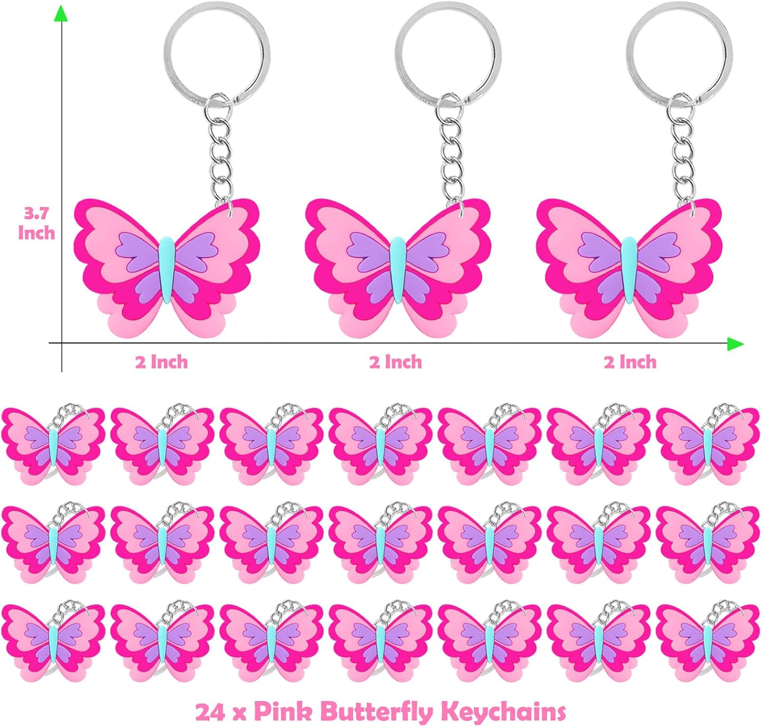 Paquete de 24 llaveros de mariposa para decoración de fiesta para invitados, fiesta temática de mariposas, baby shower, fiesta escolar, cumpleaños