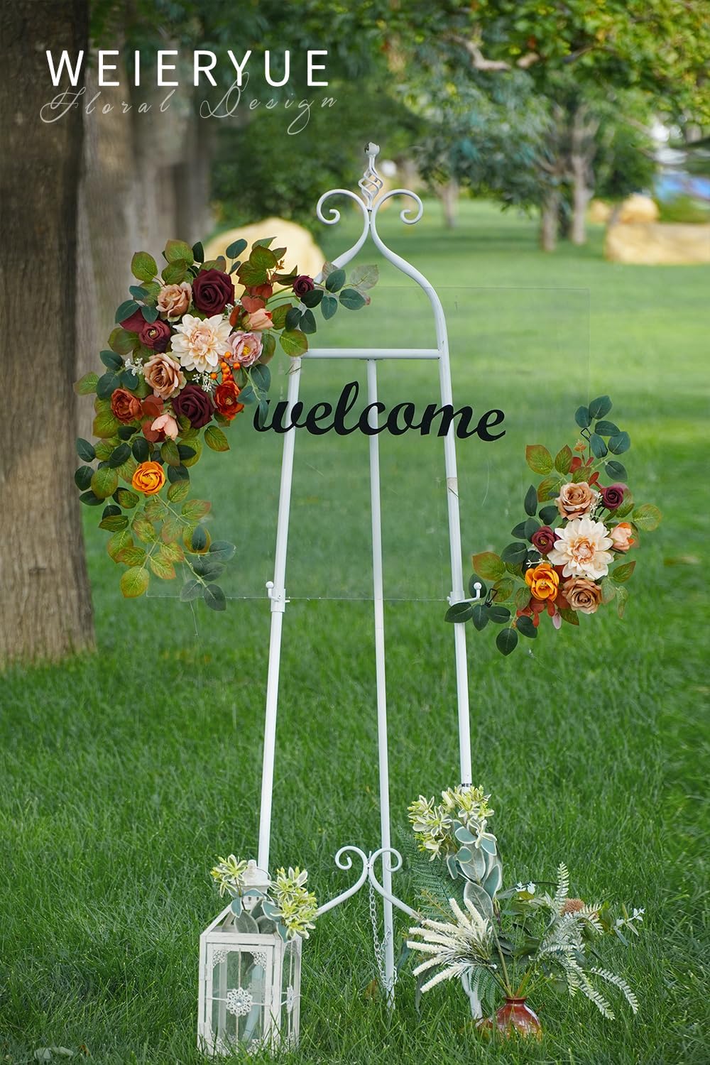 WEIERYUE Juego de flores artificiales de seda para decoración de otoño, flores falsas de seda para centros de mesa, decoración de pasteles, ramos de