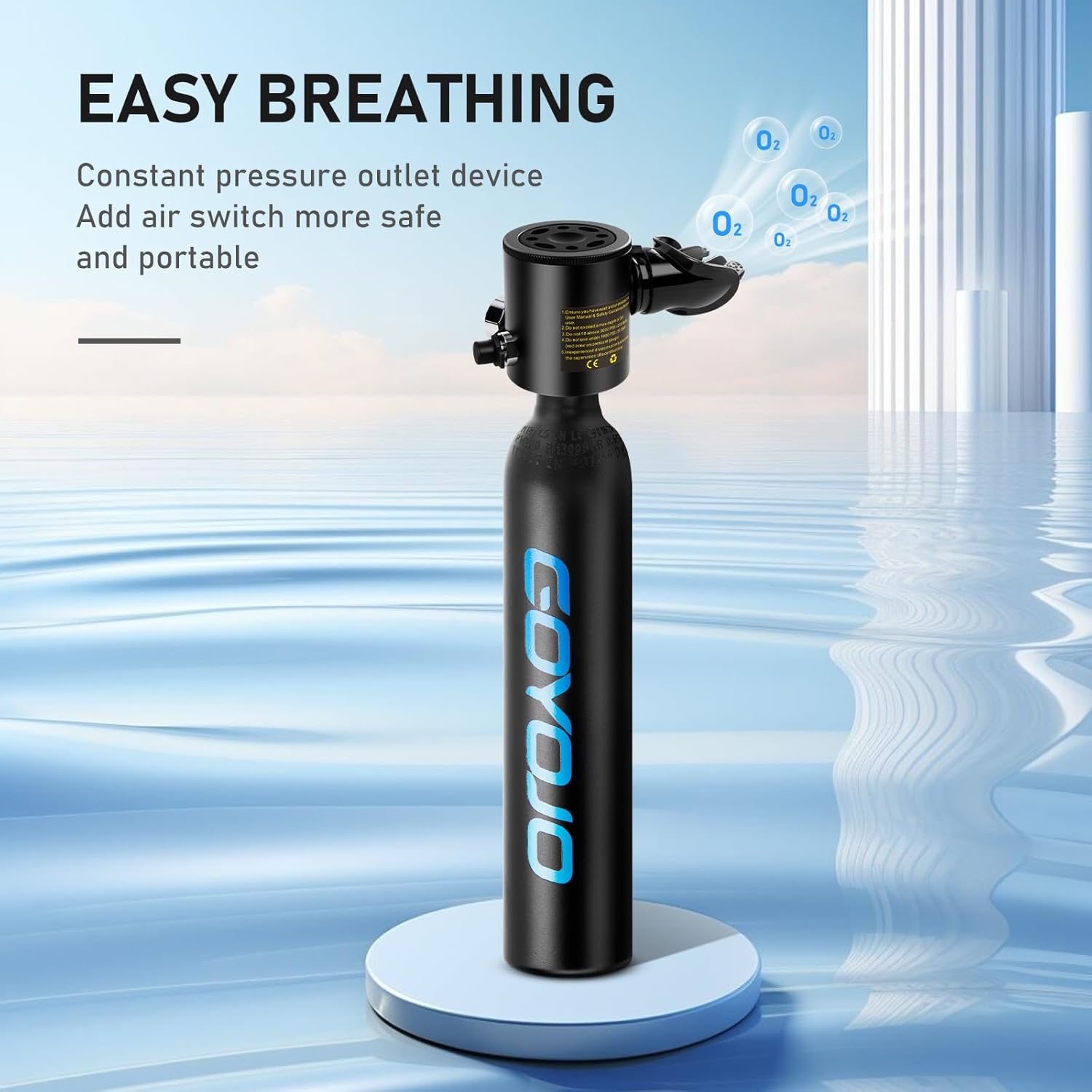 GOYOJO Tanque de buceo 0.5L Aire de repuesto 5-10 minutos Mini equipo de buceo Equipo de pulmón portátil Air Buddy Sistemas de buceo Dispositivo de