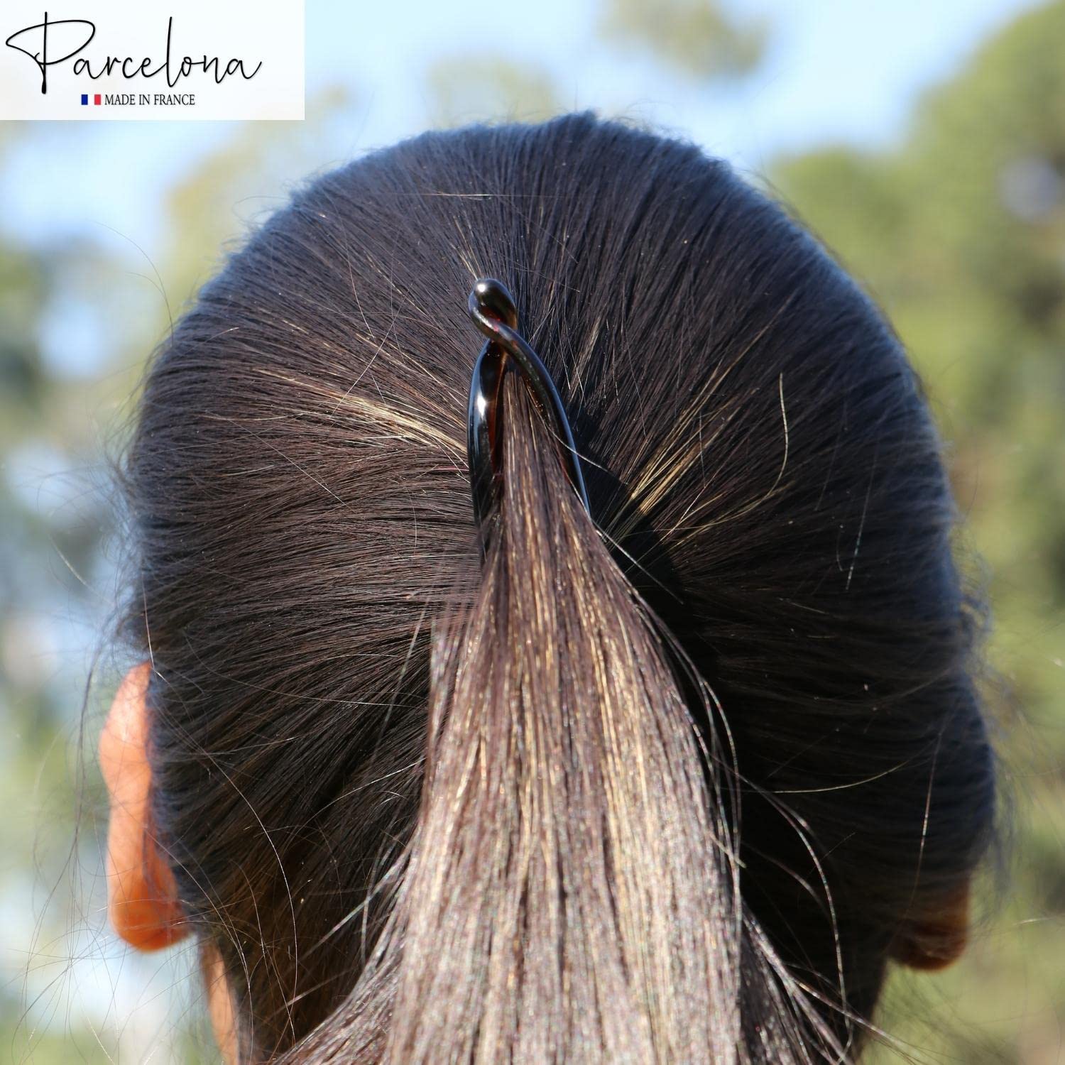 Parcelona Juego de 2 pinzas de celuloide francés pequeño de 3  pulgadas, pinzas para el pelo de plátano francés, soporte flexible para cola de