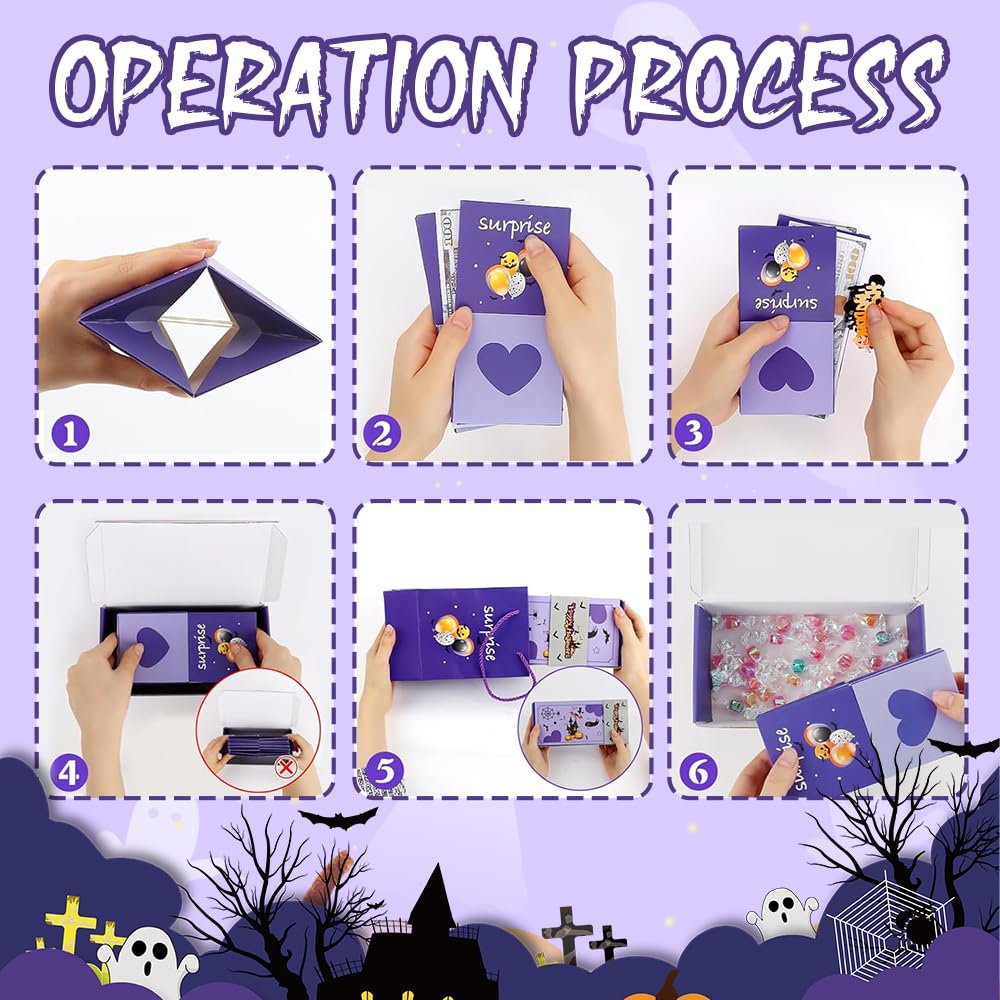 Caja de regalo sorpresa de Halloween, explosión de dinero, caja de regalo morada, caja de regalo sorpresa de Halloween, caja de broma de Halloween,