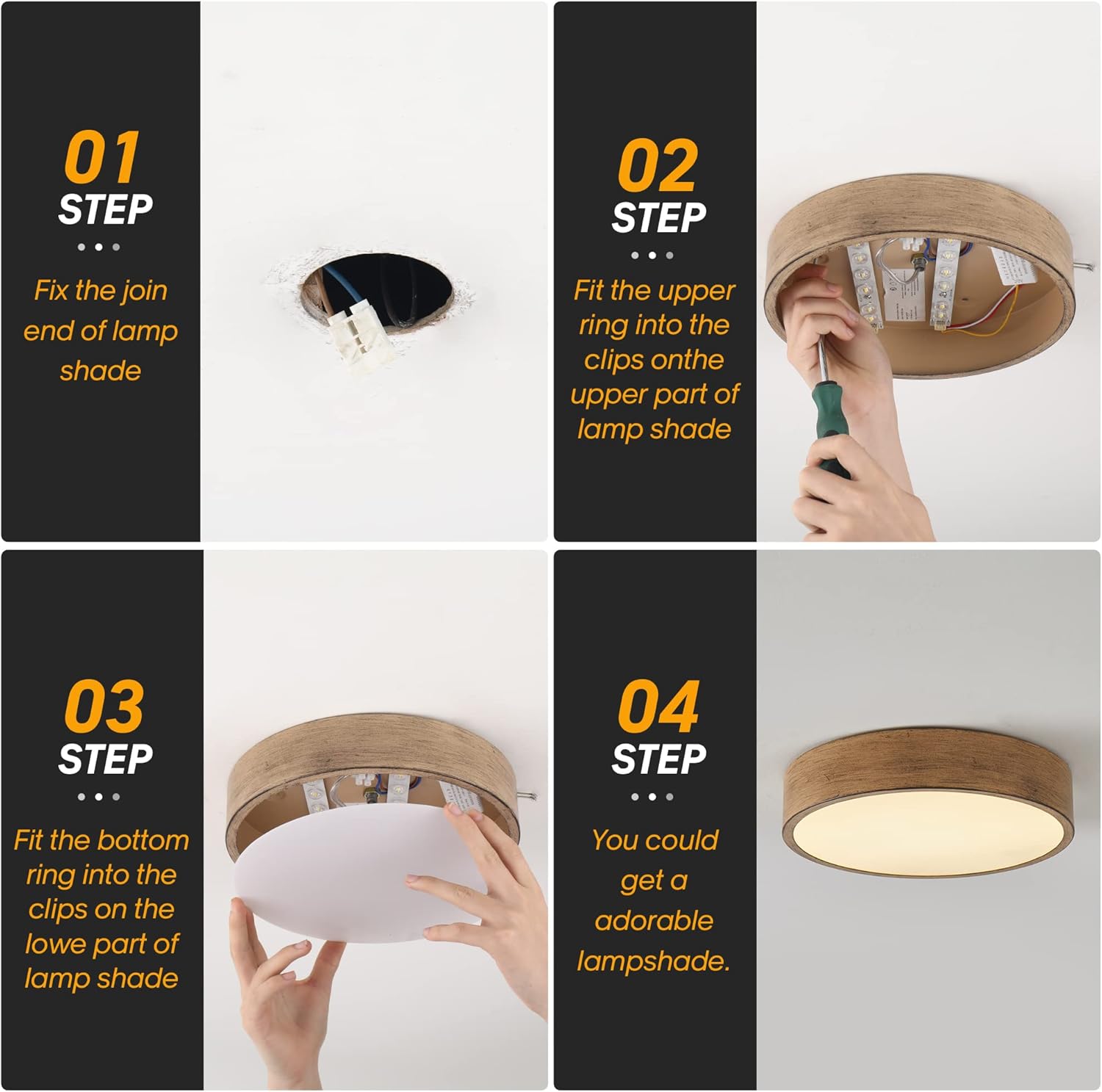 cidimdan Lámpara de techo estilo granja, luz de techo redonda marrón rústica para pasillo, dormitorio, iluminación de espacio de perfil bajo, 9.84