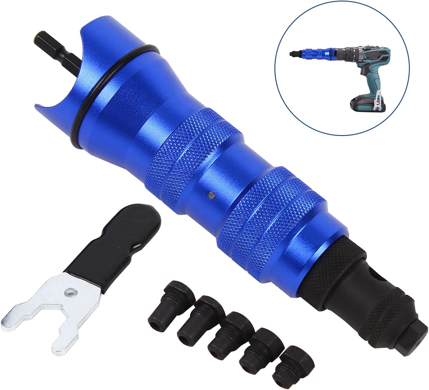 ADR36 – Kit de adaptador para taladro de remache ciego (0.094in, 0.252in), color azul