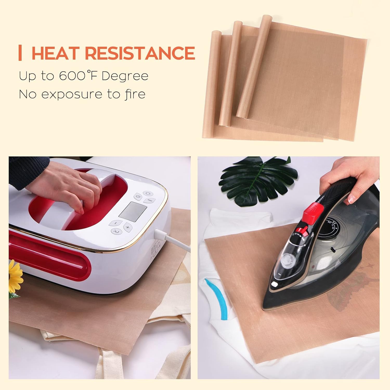 HTVRONT Hojas de teflón para prensa de calor, paquete de 3 láminas de teflón PTFE antiadherentes reutilizables de 12 x 16 pulgadas, papel de teflón