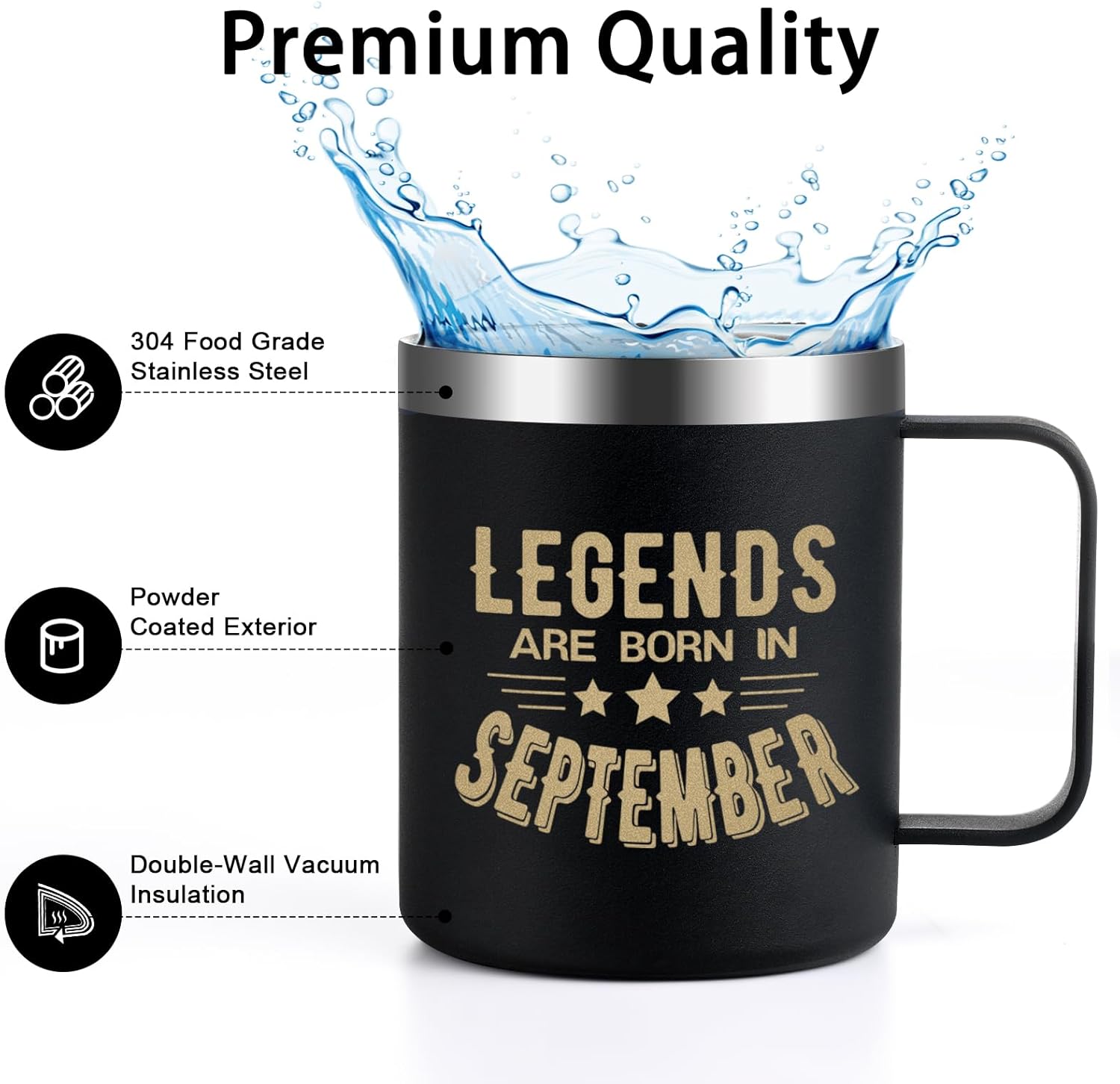 Lifecapido Regalos de cumpleaños para hombres, taza de café aislada con asa de 12 onzas, regalos de cumpleaños de septiembre Libra, regalos de Virgo