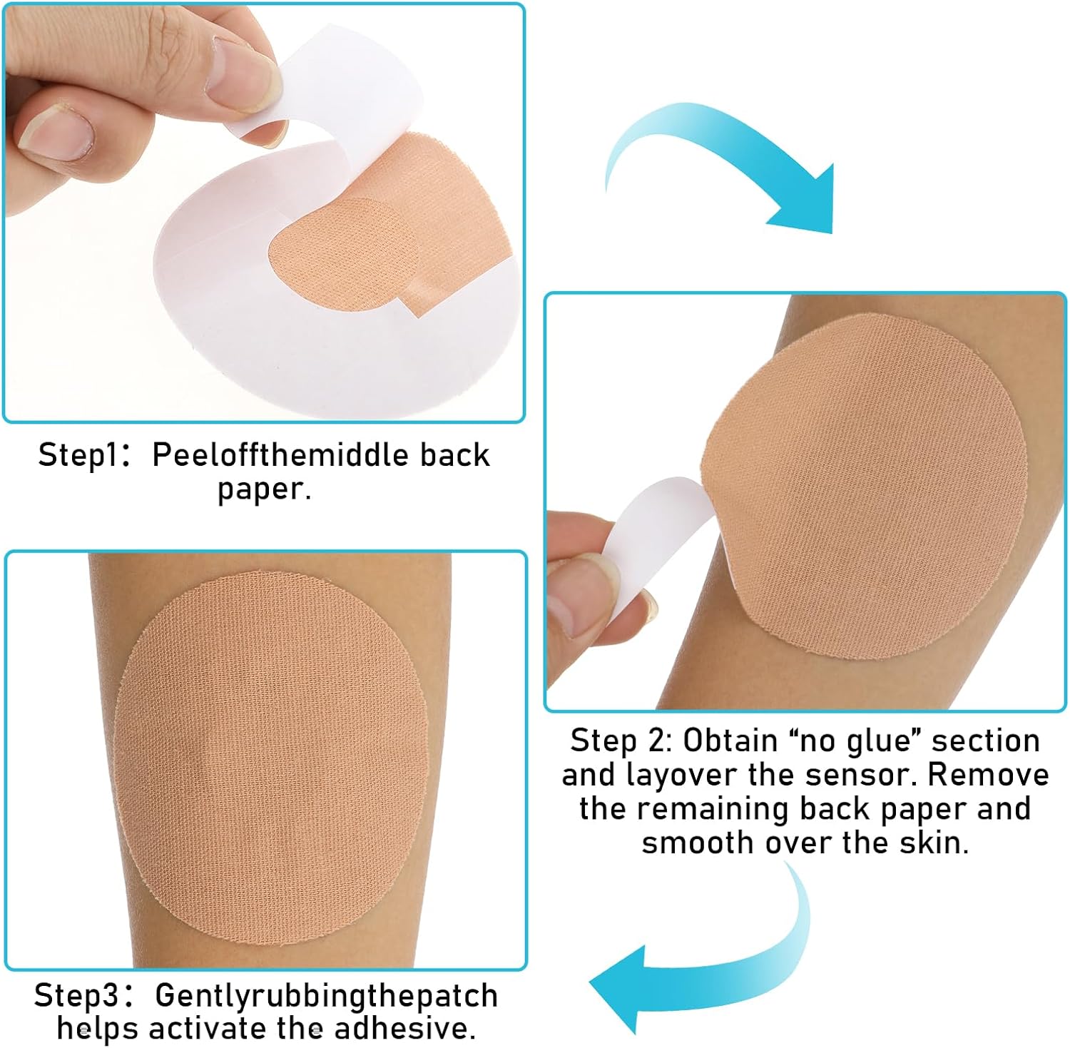 Parches adhesivos médicos con cubierta para sensor de glucosa, 25 parches flexibles impermeables, sin pegamento en el centro, parche CGM precortado