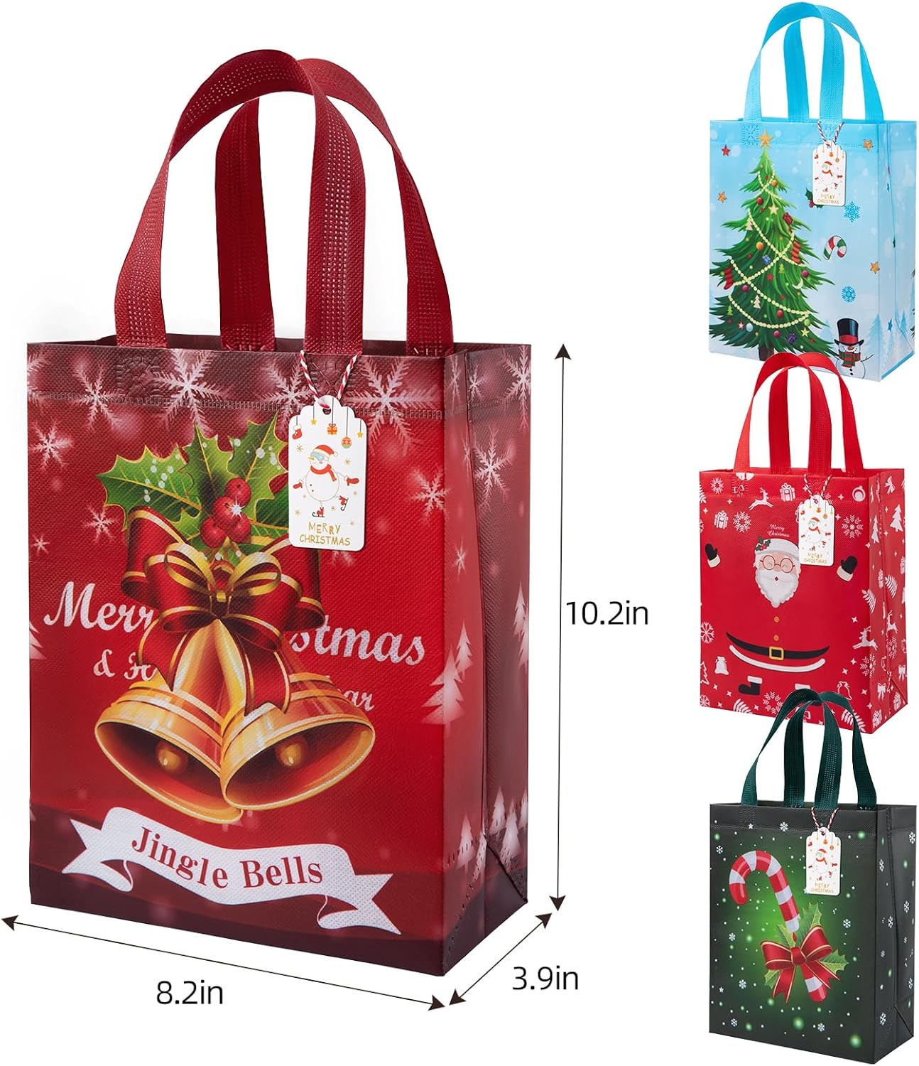 STYPOP Pequeñas bolsas de regalo de Navidad para regalos de Navidad, 24 bolsas de regalo de Navidad no tejidas, bolsas de Navidad reutilizables,