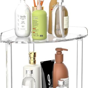 Sezanrpt Estante organizador de esquina de 2 niveles para encimera, 7 x 7 x 8 pulgadas, organizador de acrílico para encimera, organizador de Sezanrpt Estante organizador de esquina de 2 niveles para encimera, 7 x 7 x 8 pulgadas, organizador de acrílico para encimera, organizador de