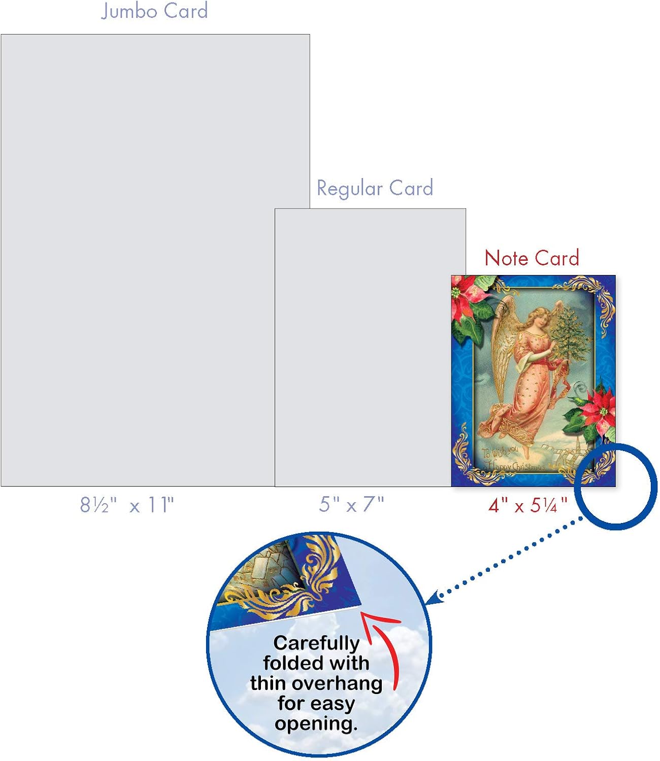 The Best Card Company – 10 tarjetas religiosas de Navidad (4 x 5.12 pulgadas) – Tarjetas de felicitación de ángel en caja, juego surtido (no papel