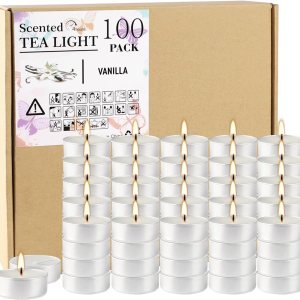 Mini velas blancas perfumadas a granel 100, velas votivas para el hogar, fragancia de vainilla para el hogar, cena, vacaciones, boda, fiesta, 4 horas Mini velas blancas perfumadas a granel 100, velas votivas para el hogar, fragancia de vainilla para el hogar, cena, vacaciones, boda, fiesta, 4 horas