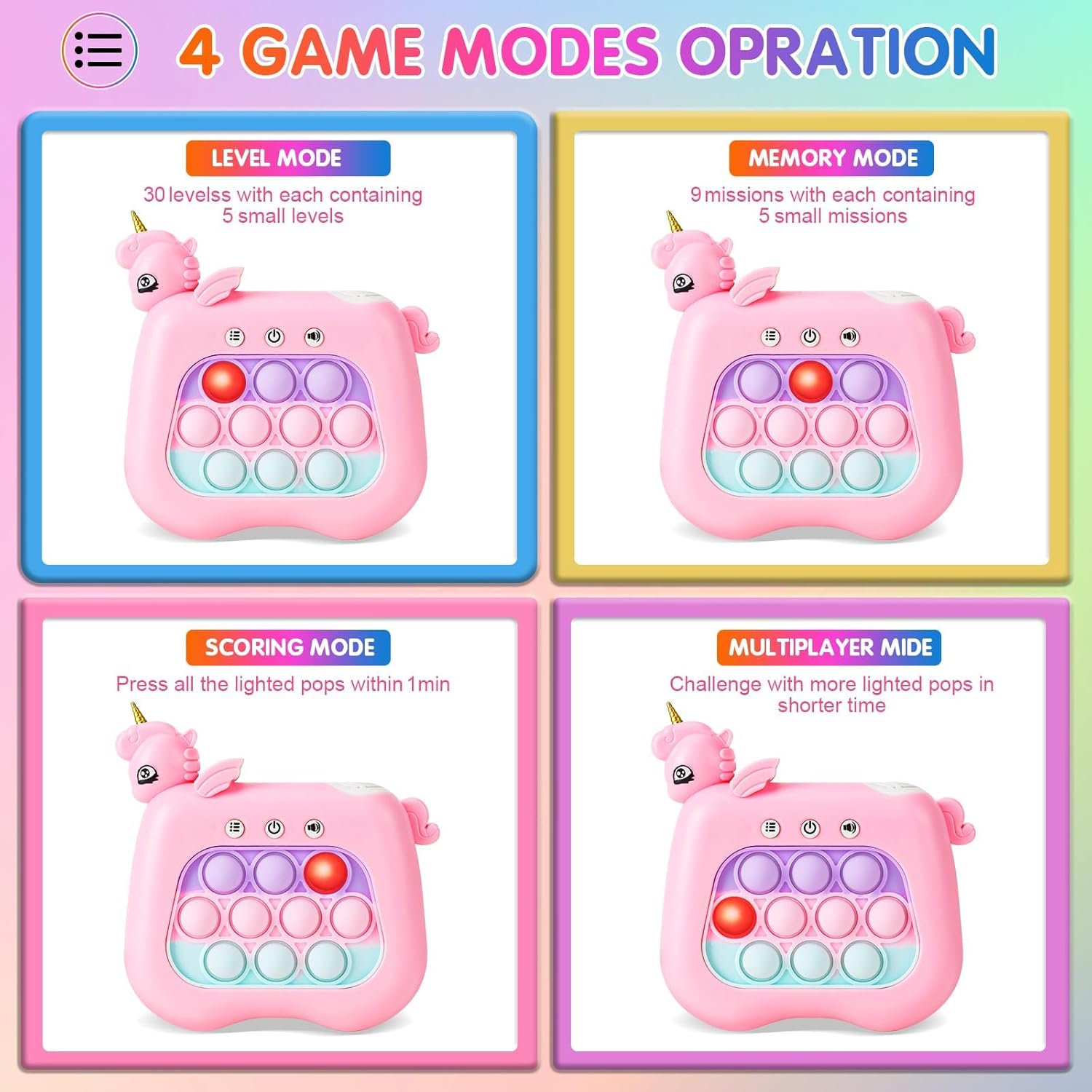 Juguete para ansiedad con luz para reventar, juego de mano de empuje rápido, juego de reventar luces para niños autistas, regalos de cumpleaños para