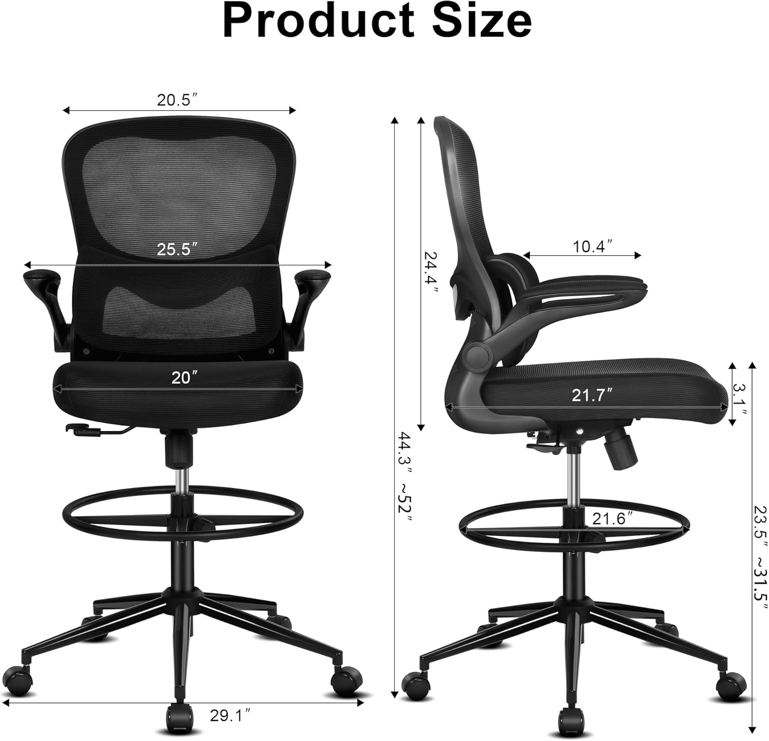 Misolant Silla de dibujo, silla de oficina alta para escritorio de pie, silla de oficina alta con altura ajustable y reposapiés, silla de dibujo de