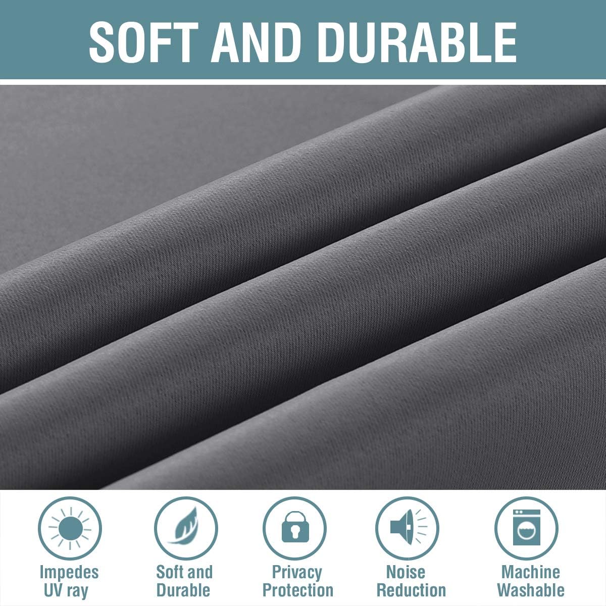 H.VERSAILTEX – Cortinas opacas prémium con ojales para oscurecimiento de dormitorios, salas de estar, puertas y ventanas, 1 panel, 52pulgadas de