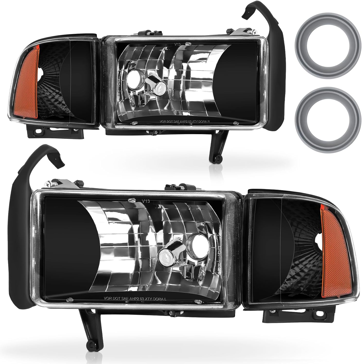 telpo Conjunto de faros delanteros para Dodge Ram 1500 94-01 1994 1995 1996 1997 1998 1999 2000 2001 Dodge Ram 1500 94-01 1994-2001 15001994-2002 99