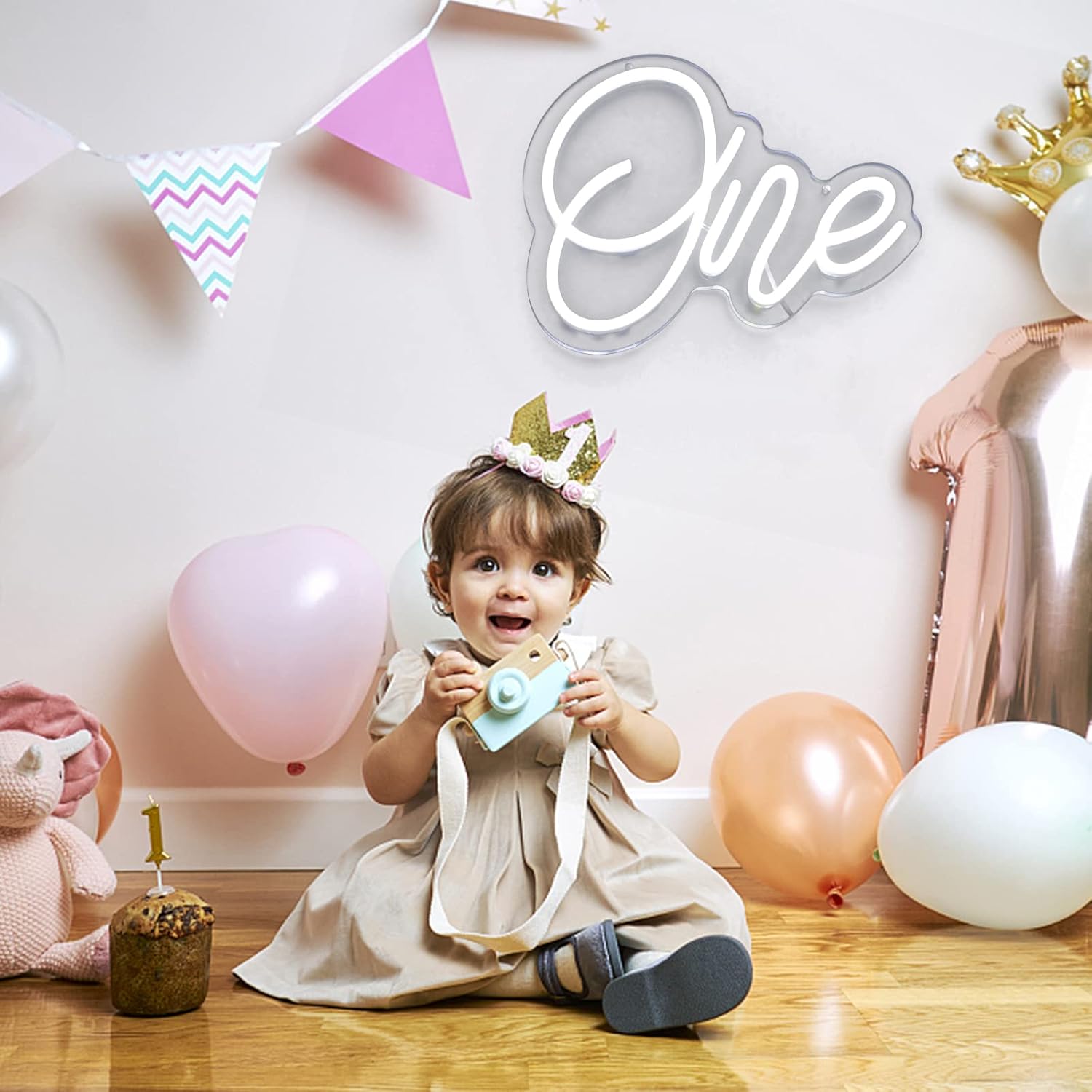 Letrero de neón blanco con letra LED de neón con un número, luz de neón para dormitorio, primer cumpleaños, fiesta de Navidad, sala de juegos, club