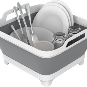Lavabo plegable de 9L (gris, PP, TPR), tina portátil con tapón de drenaje, estante de secado que ahorra espacio para cocina, campamento, lavandería Lavabo plegable de 9L (gris, PP, TPR), tina portátil con tapón de drenaje, estante de secado que ahorra espacio para cocina, campamento, lavandería
