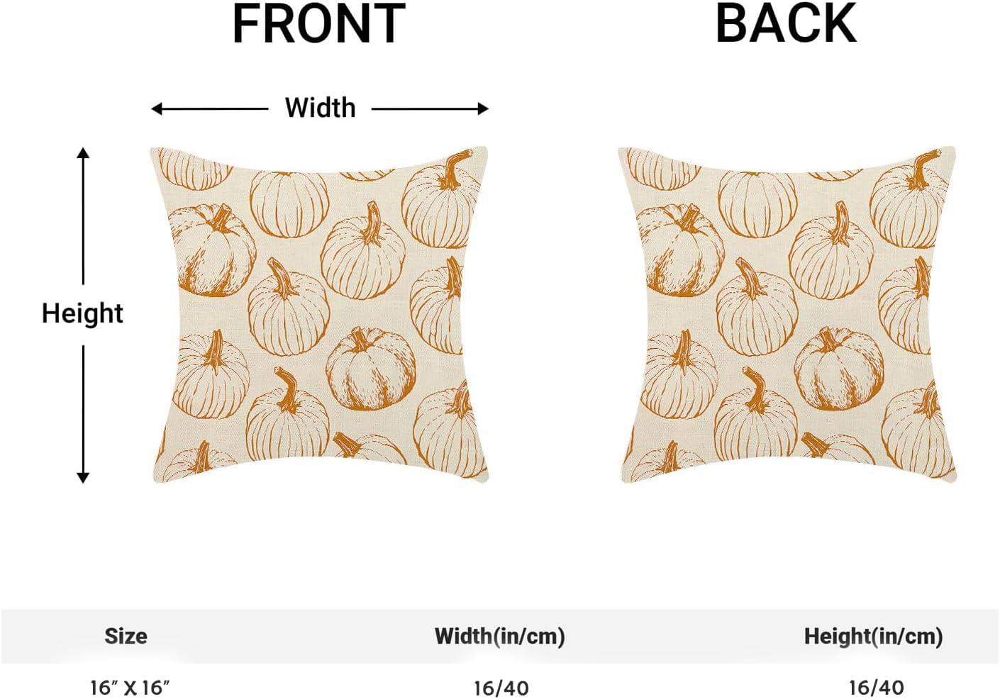 Yxuiyal Fundas de almohada de otoño de 16 x 16 pulgadas, juego de 2 fundas de almohada de otoño de calabaza naranja de cosecha, Acción de Gracias,