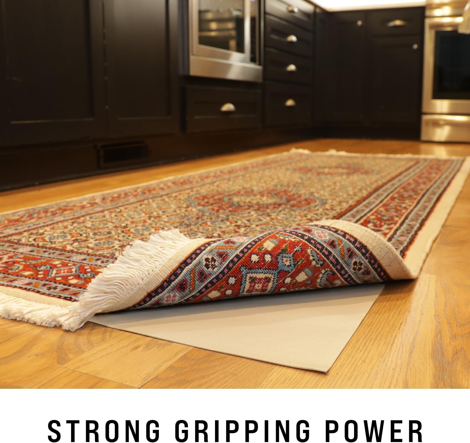 Grip-It Almohadilla antideslizante de agarre sólido para alfombras de área y alfombras de pasillo, agarre acolchado para suelos de madera dura, 2 x