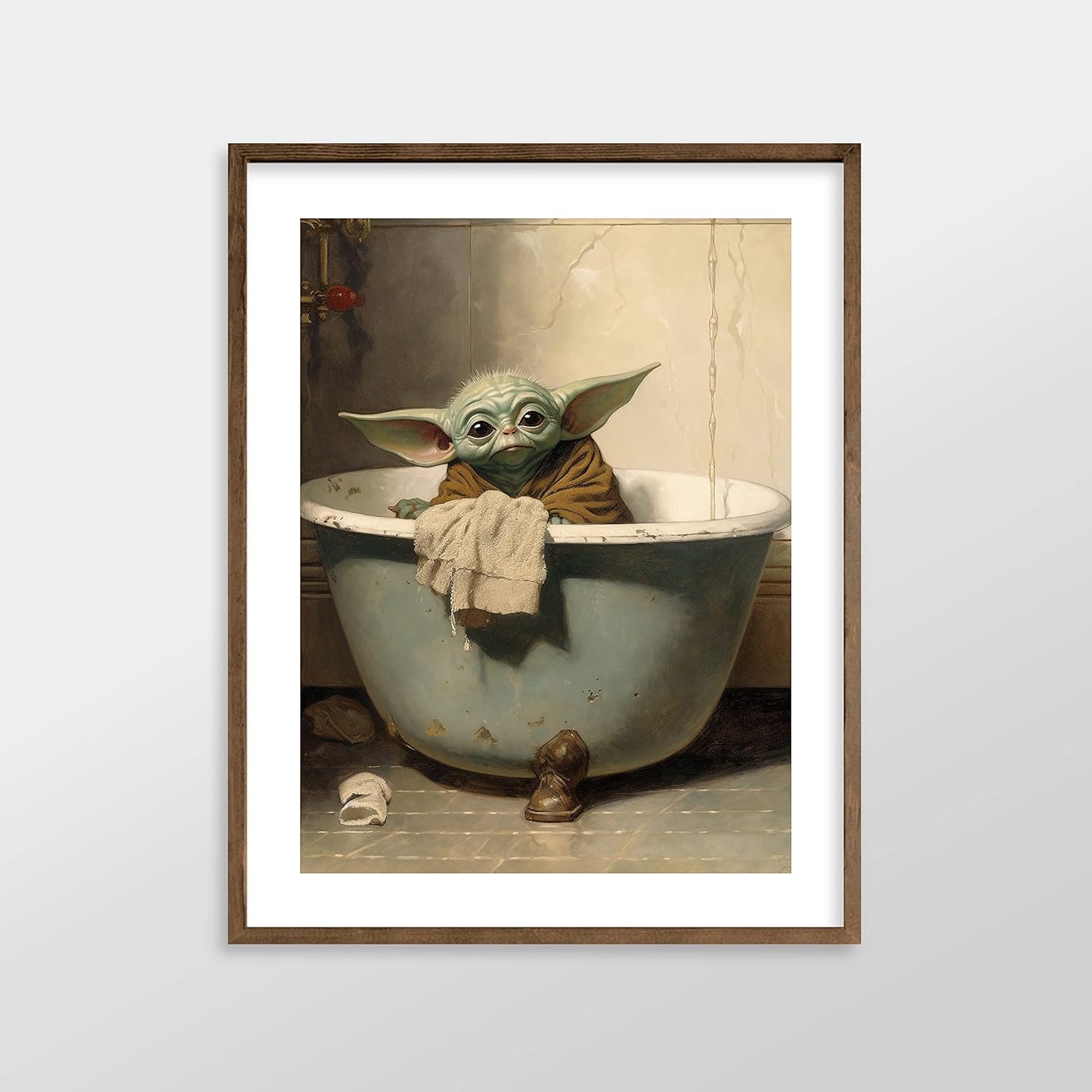 Star Wars Bathroom Décor Art Print – Premium Giclee Fine Art Print – Aesthetic Modern Vintage Painting Style Darth Vader Stormtrooper Yoda Print