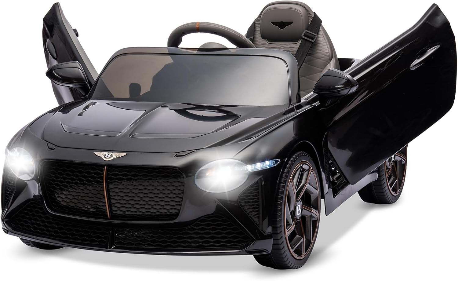 GAOMON Auto eléctrico Bentley Bacalar de 12 V, con licencia y control remoto para padres, 3 velocidades, puertas de tijera, música, LED, autos para