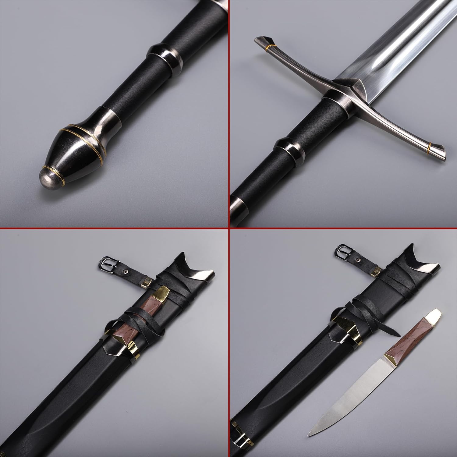 Hejiu Espada medieval con placa de exhibición, Narsil&Aragorn & Ringwraith & Nazgul Espada, réplica perfecta de varios estilos disponibles