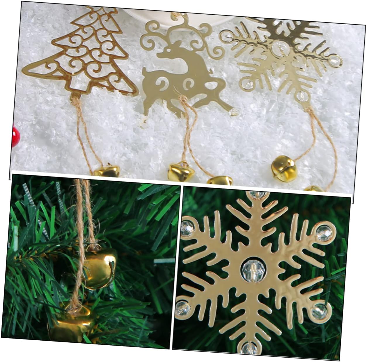 3 adornos de Navidad, adornos de metal, decoración de Navidad, decoración del hogar, árbol de Navidad, letrero colgante de deseo, adornos colgantes