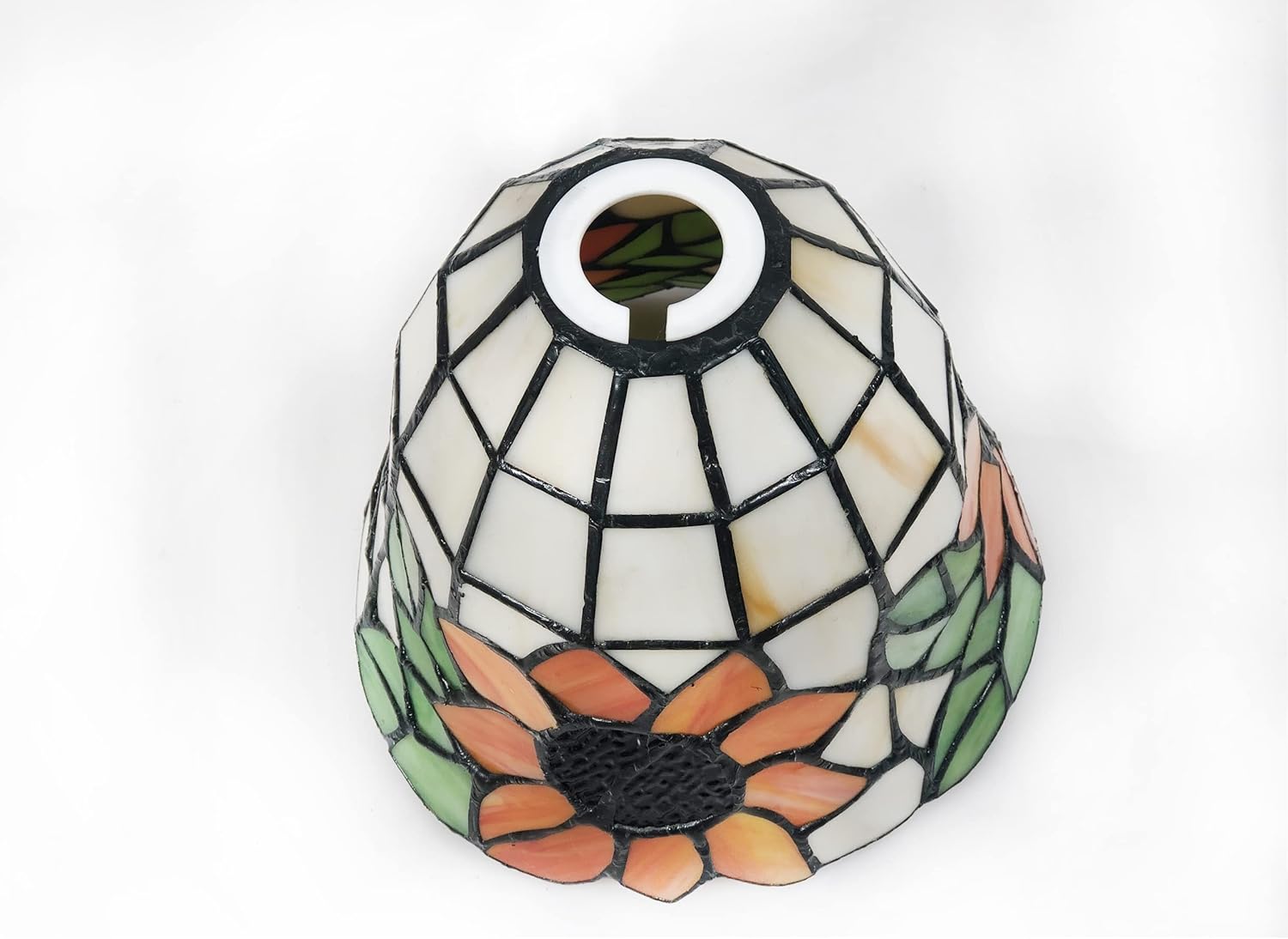 HUIMEIJU Pantalla de cristal de Tiffany, pantalla de girasol de vidrieras (color naranja) (1PCS)