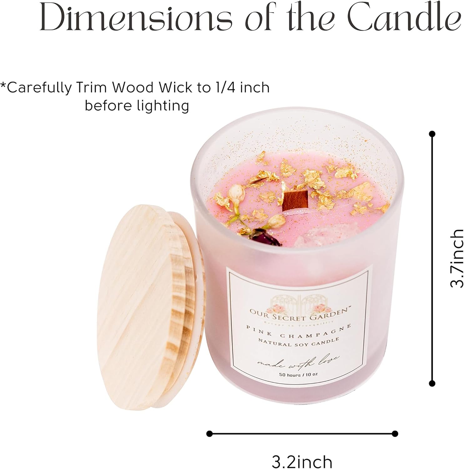 Vela de cristal curativo, vela de soja hecha a mano de 10 onzas con cristales y flores en el interior, regalos espirituales para mujeres,